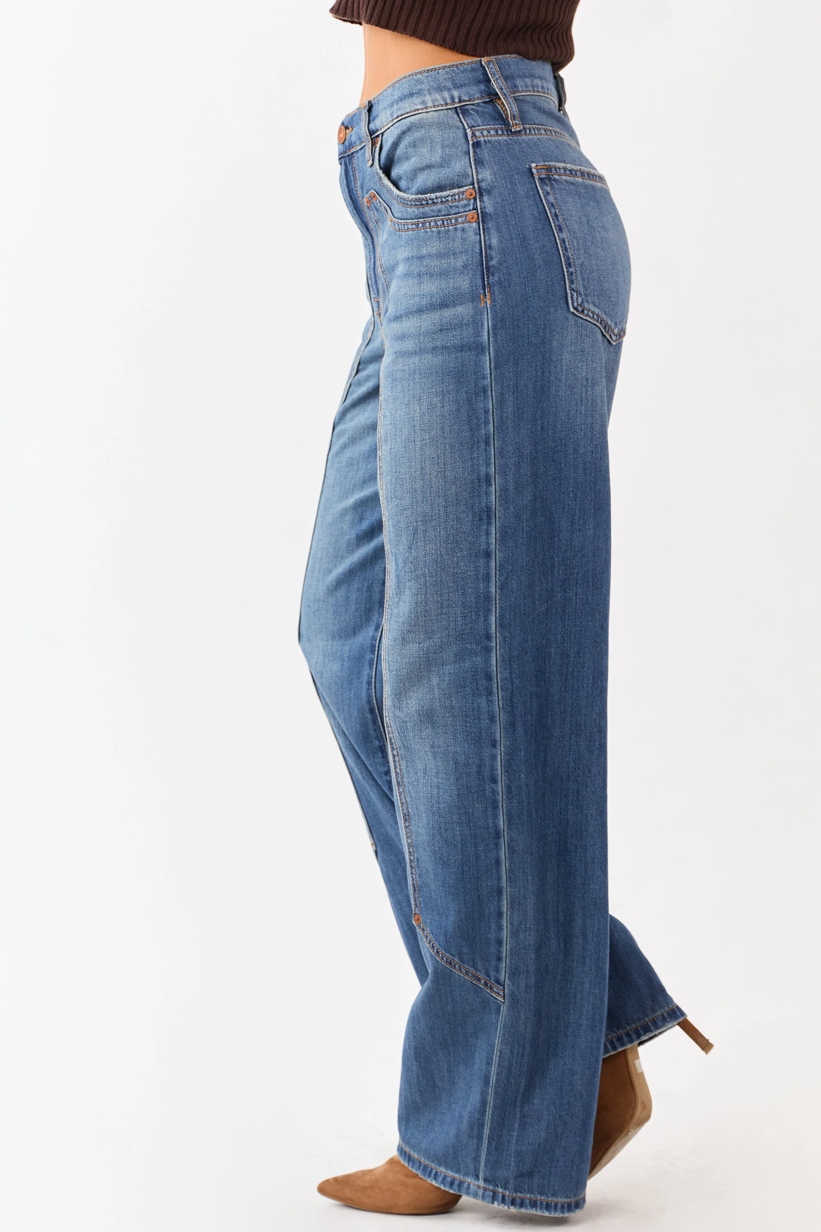 Hidden Medium Wash Wide Leg High Rise Jeans sold by Lime Lush product image thumbnail 3