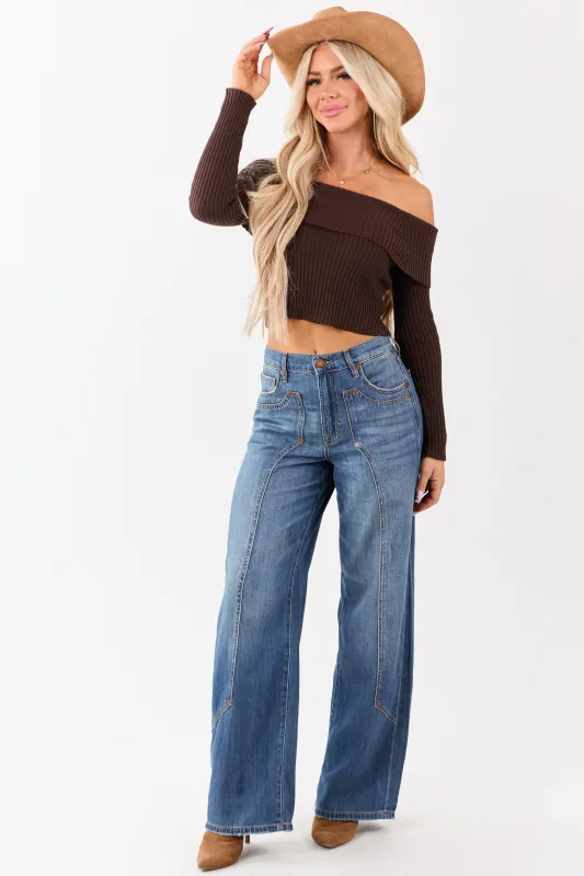 Hidden Medium Wash Wide Leg High Rise Jeans sold by Lime Lush