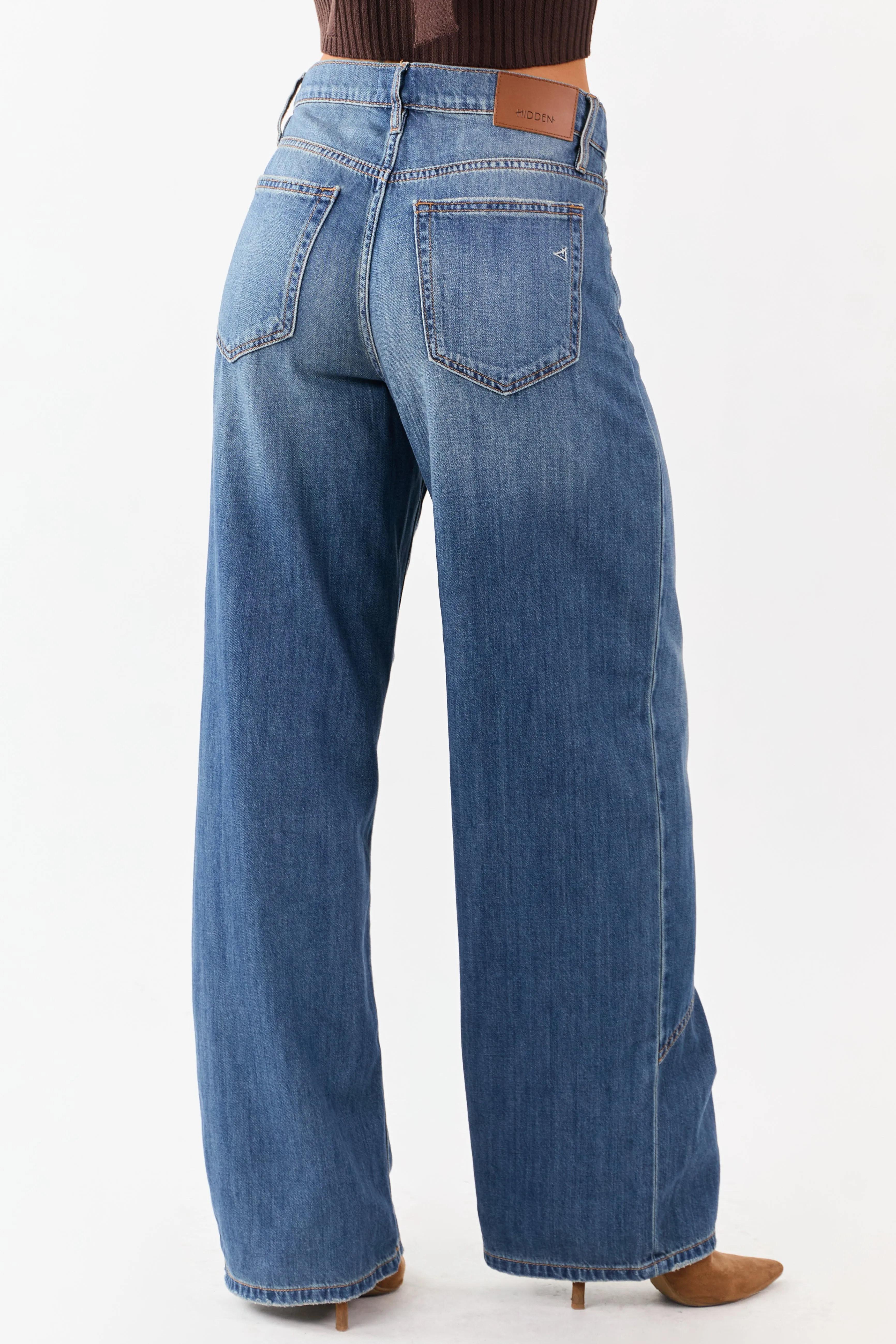 Hidden Medium Wash Wide Leg High Rise Jeans sold by Lime Lush product image thumbnail 4