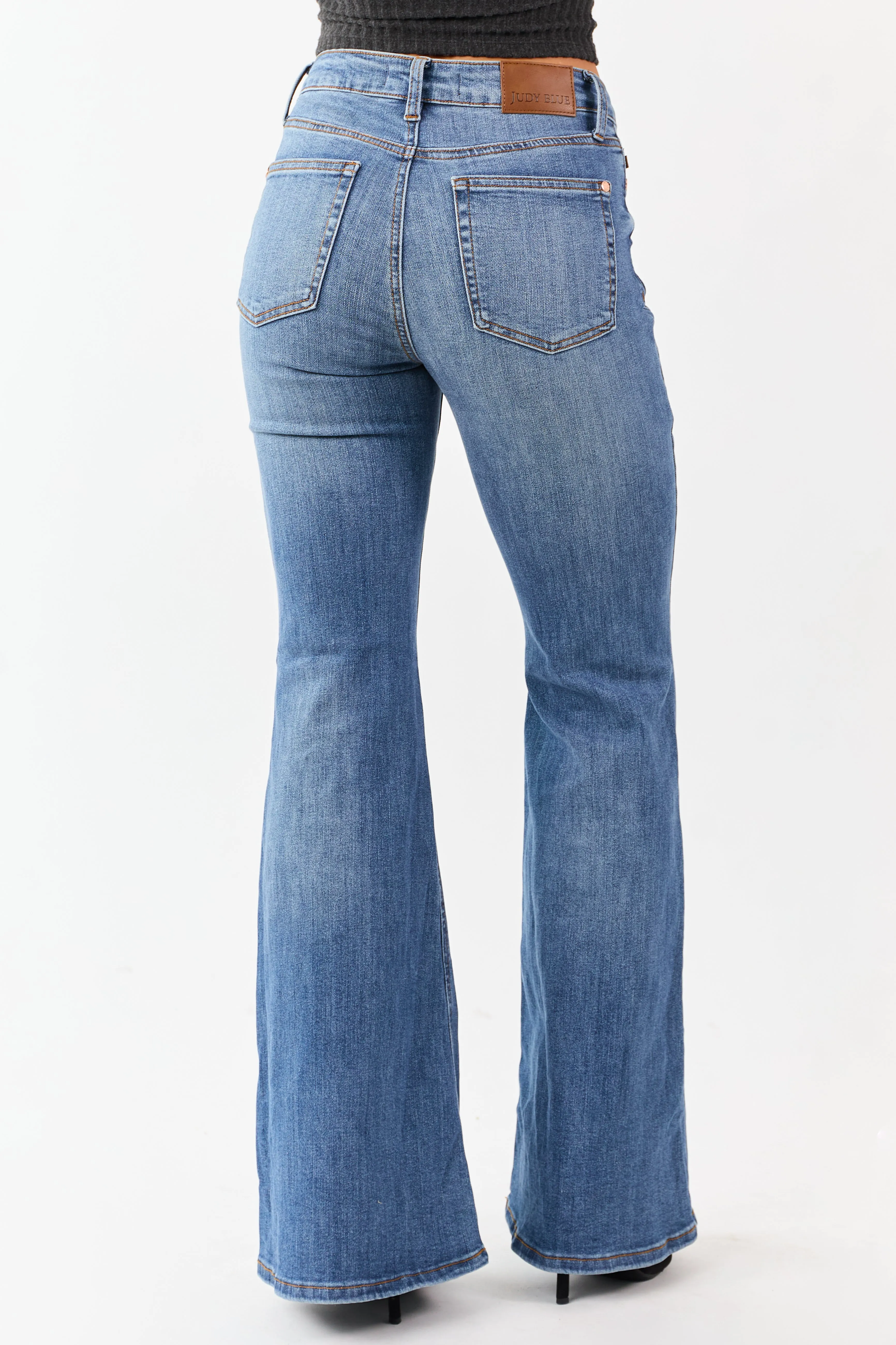 Judy Blue Faded Medium Wash Stretchy Flare Jeans sold by Lime Lush product image thumbnail 4