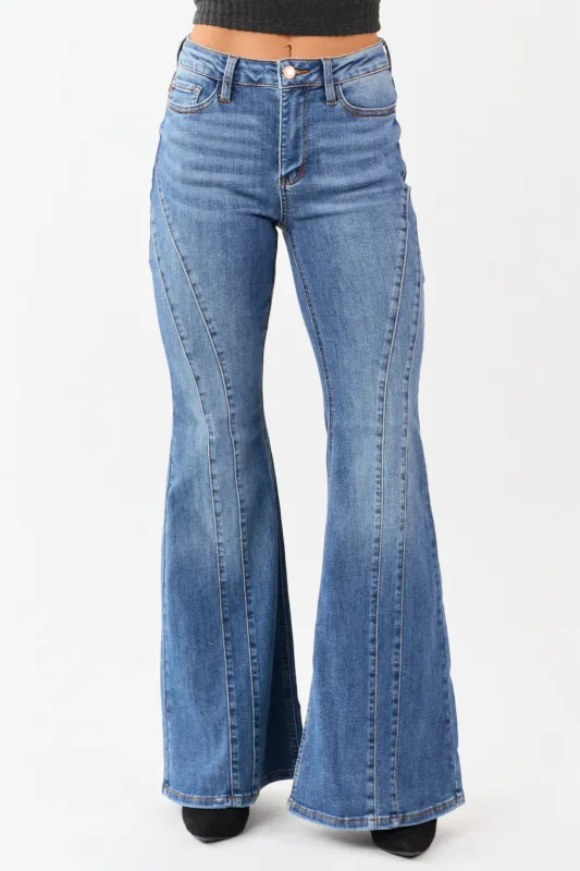 Judy Blue Faded Medium Wash Stretchy Flare Jeans sold by Lime Lush