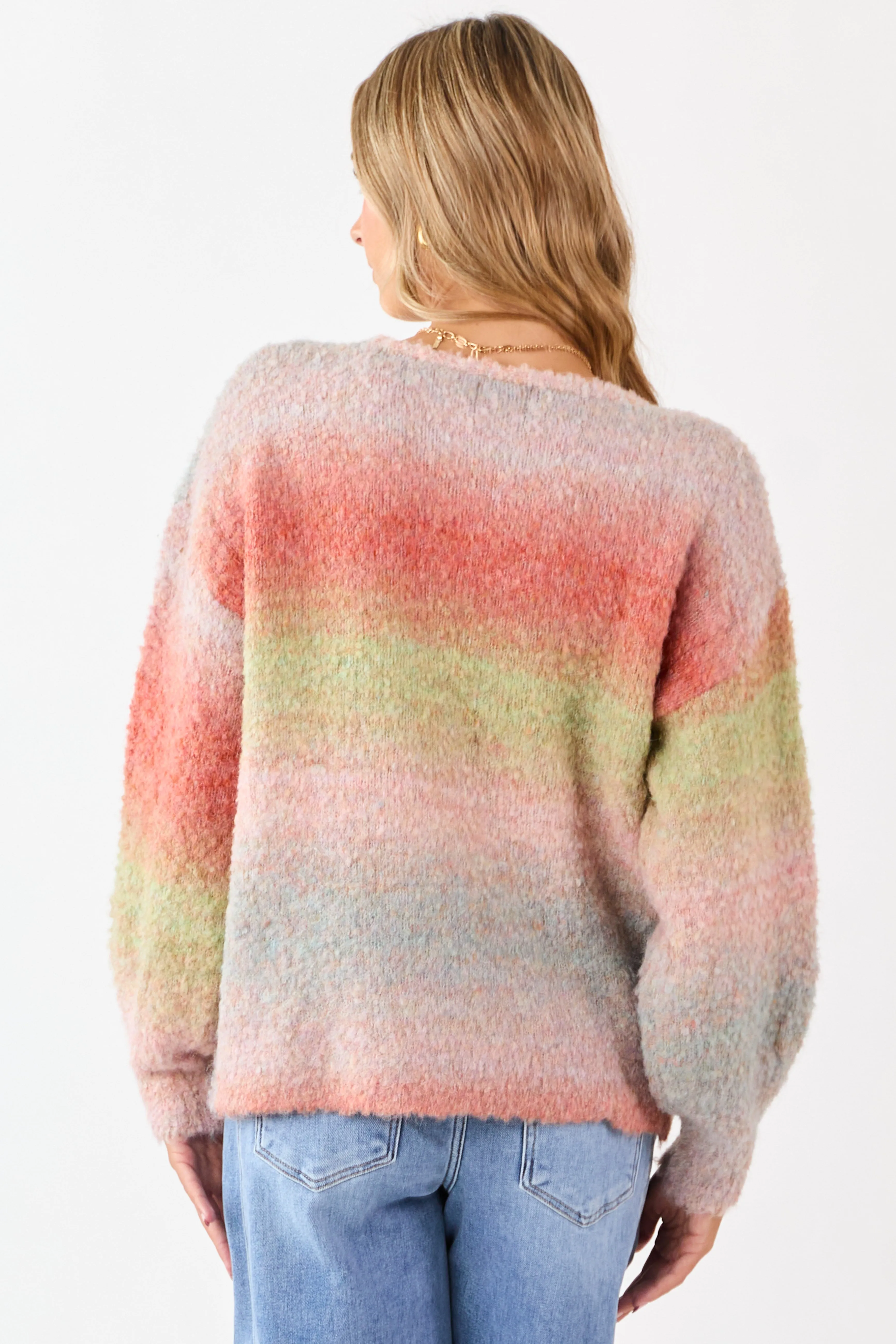 Multicolor Faded Ombre Textured Rib Knit Sweater sold by Lime Lush product image thumbnail 5