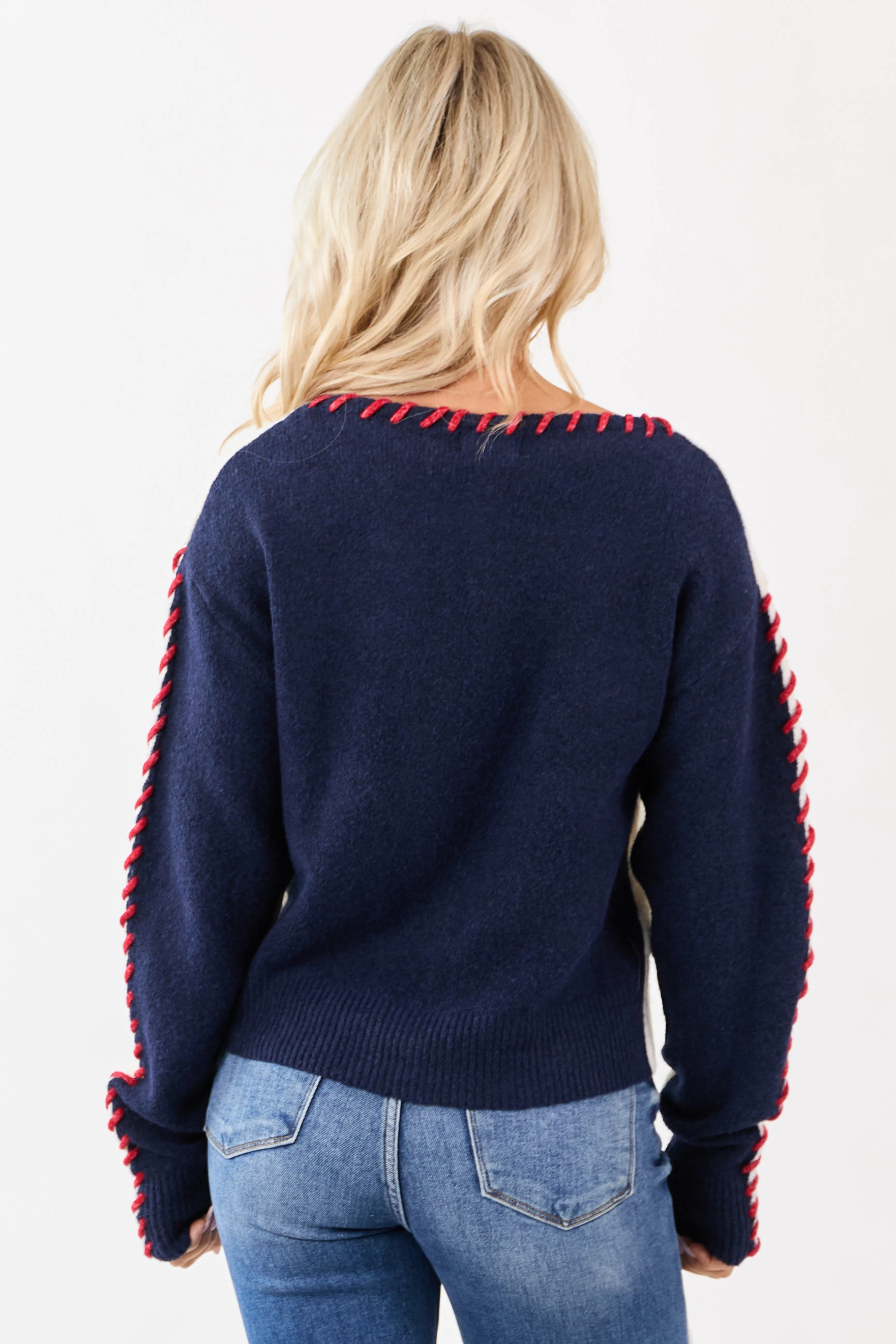 Ivory Two-Tone Whip Stitch Rib Knit Sweater sold by Lime Lush product image thumbnail 5