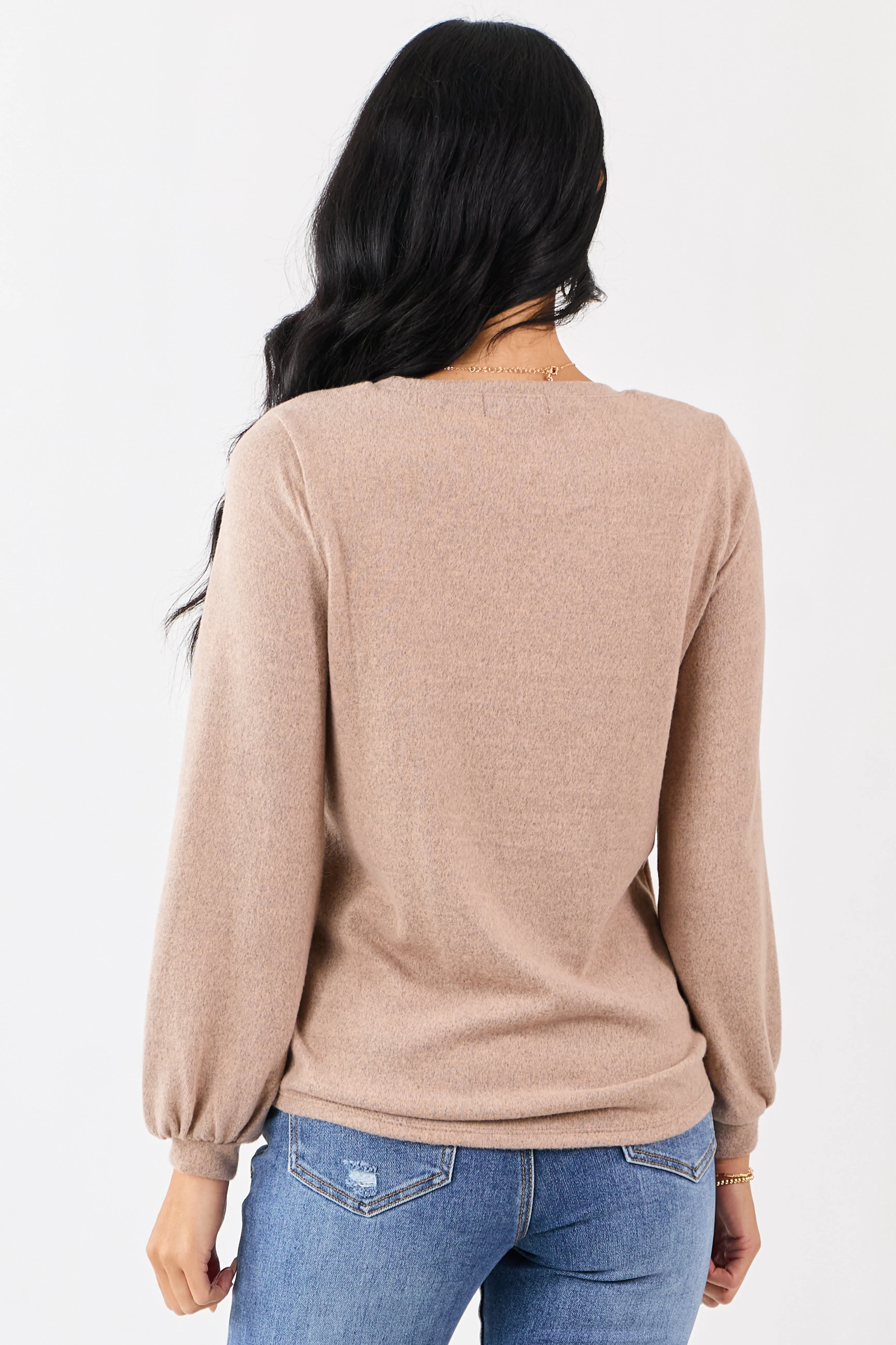 Heathered Rose Taupe Floral Lace Detail Sweater sold by Lime Lush product image thumbnail 5