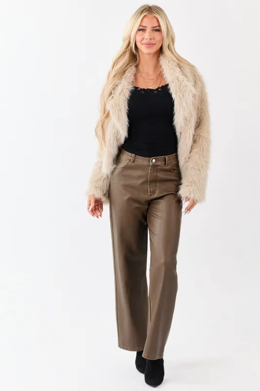 Sepia Vintage Washed Faux Leather Wide Leg Pants sold by Lime Lush
