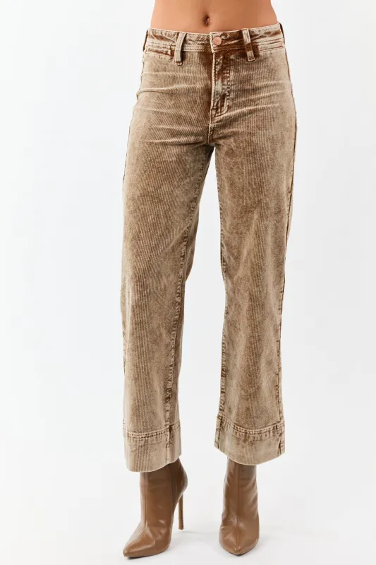 Risen Sepia Mineral Washed Corduroy Relaxed Pants sold by Lime Lush