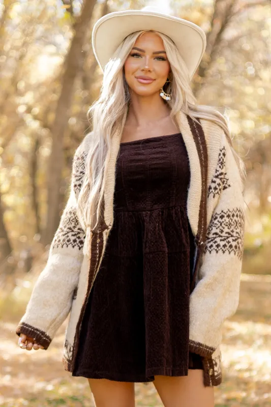 Lovelo Almond Fair Isle Print Wool Blend Cardigan sold by Lime Lush