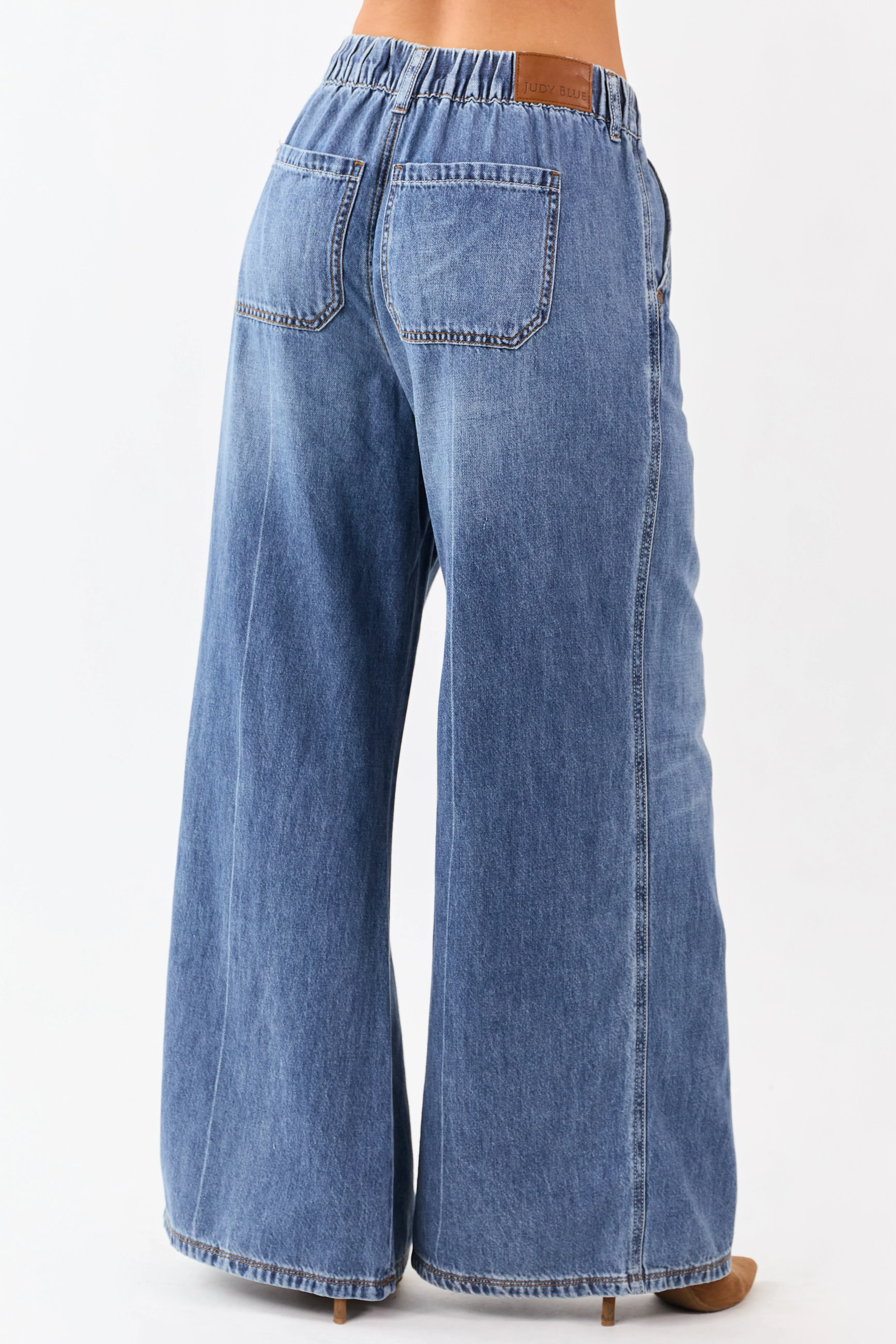 Judy Blue Lightweight Denim Palazzo Wide Leg Pants sold by Lime Lush product image thumbnail 4