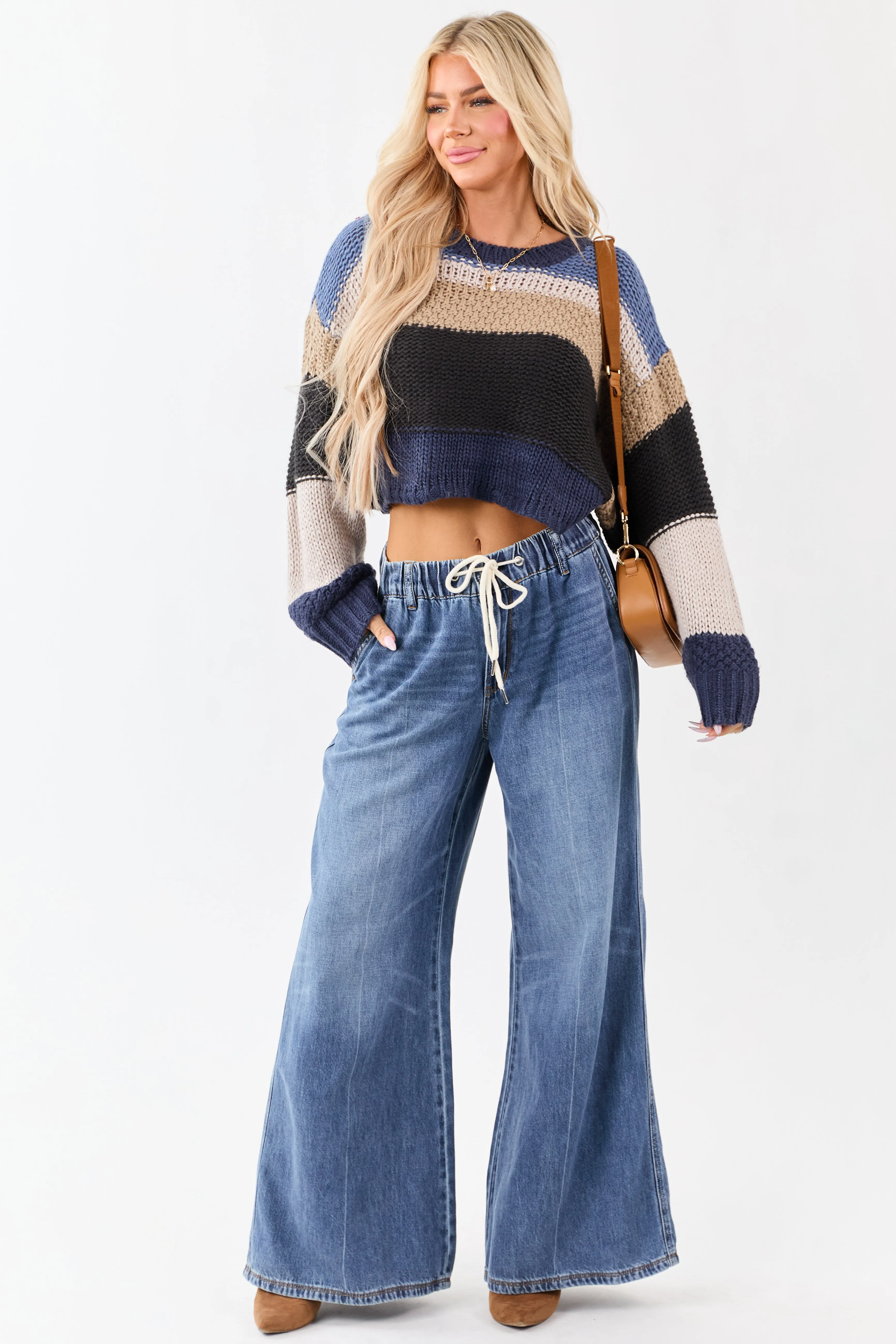 Judy Blue Lightweight Denim Palazzo Wide Leg Pants sold by Lime Lush