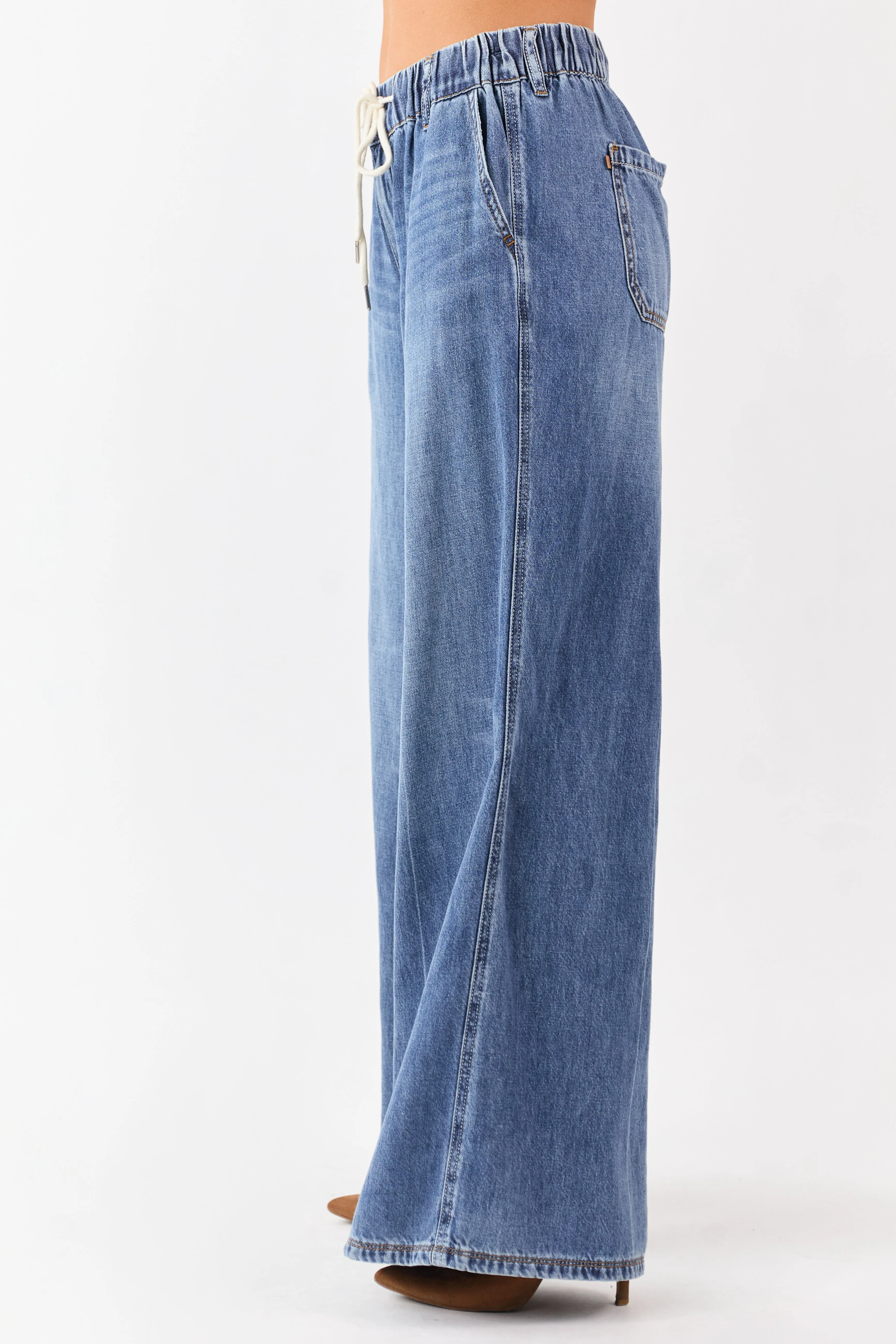 Judy Blue Lightweight Denim Palazzo Wide Leg Pants sold by Lime Lush product image thumbnail 3