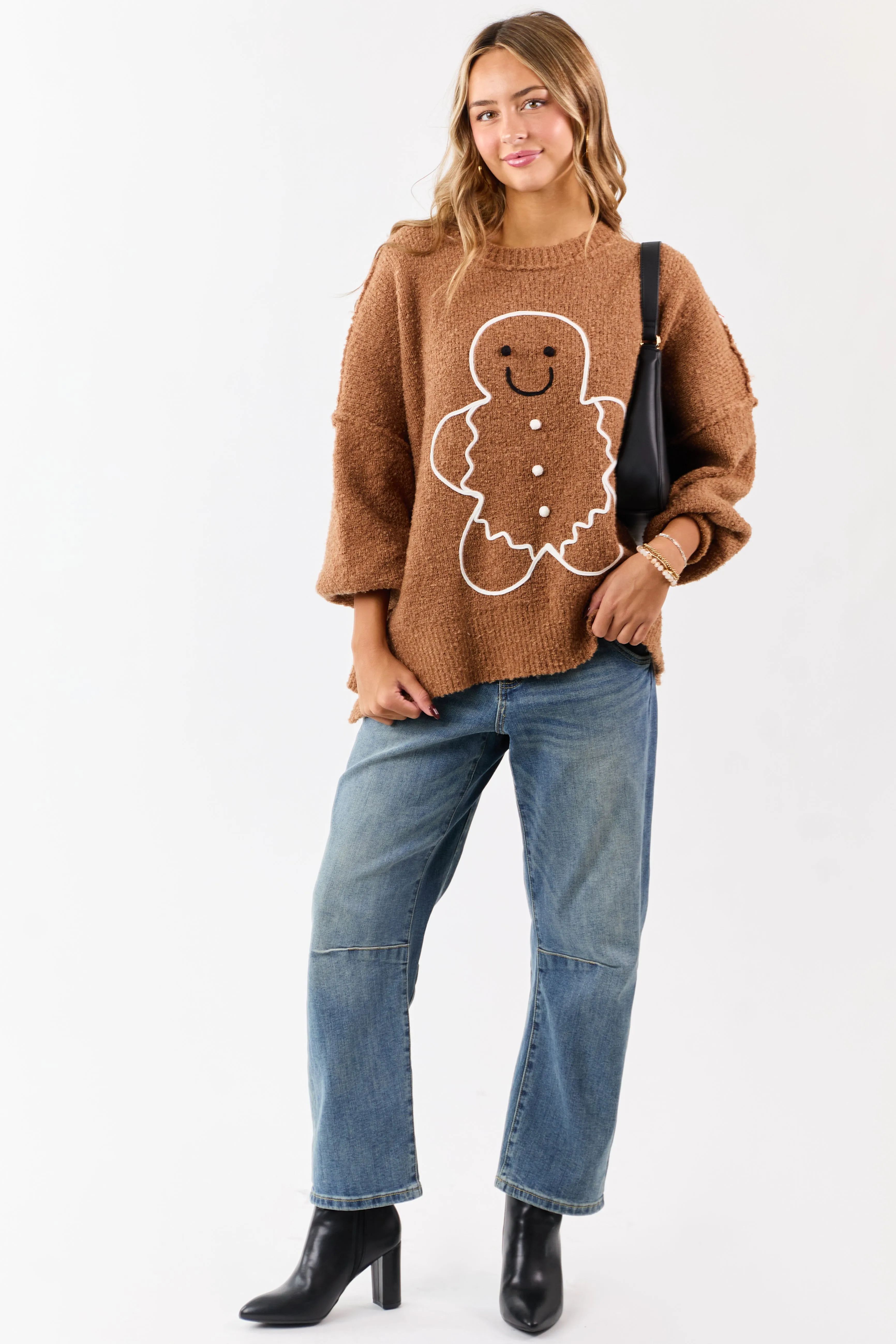 PRE-ORDER Brown Sugar Gingerbread Graphic Brushed Knit Sweater SHIP ETA 10/30 sold by Lime Lush product image thumbnail 3
