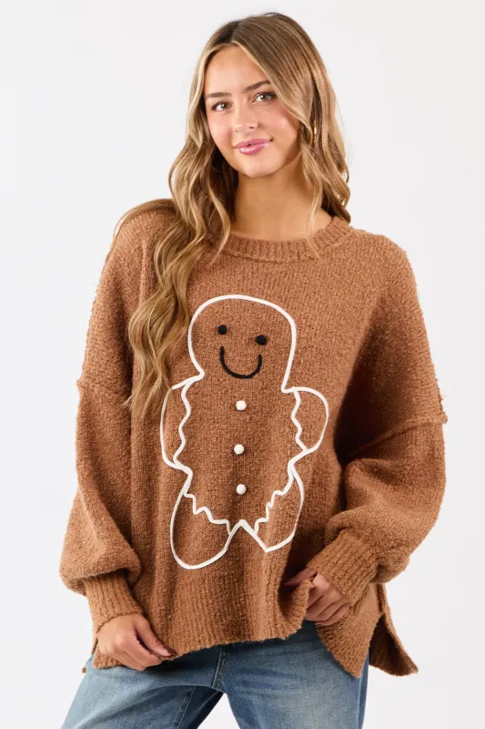 PRE-ORDER Brown Sugar Gingerbread Graphic Brushed Knit Sweater SHIP ETA 10/30 sold by Lime Lush