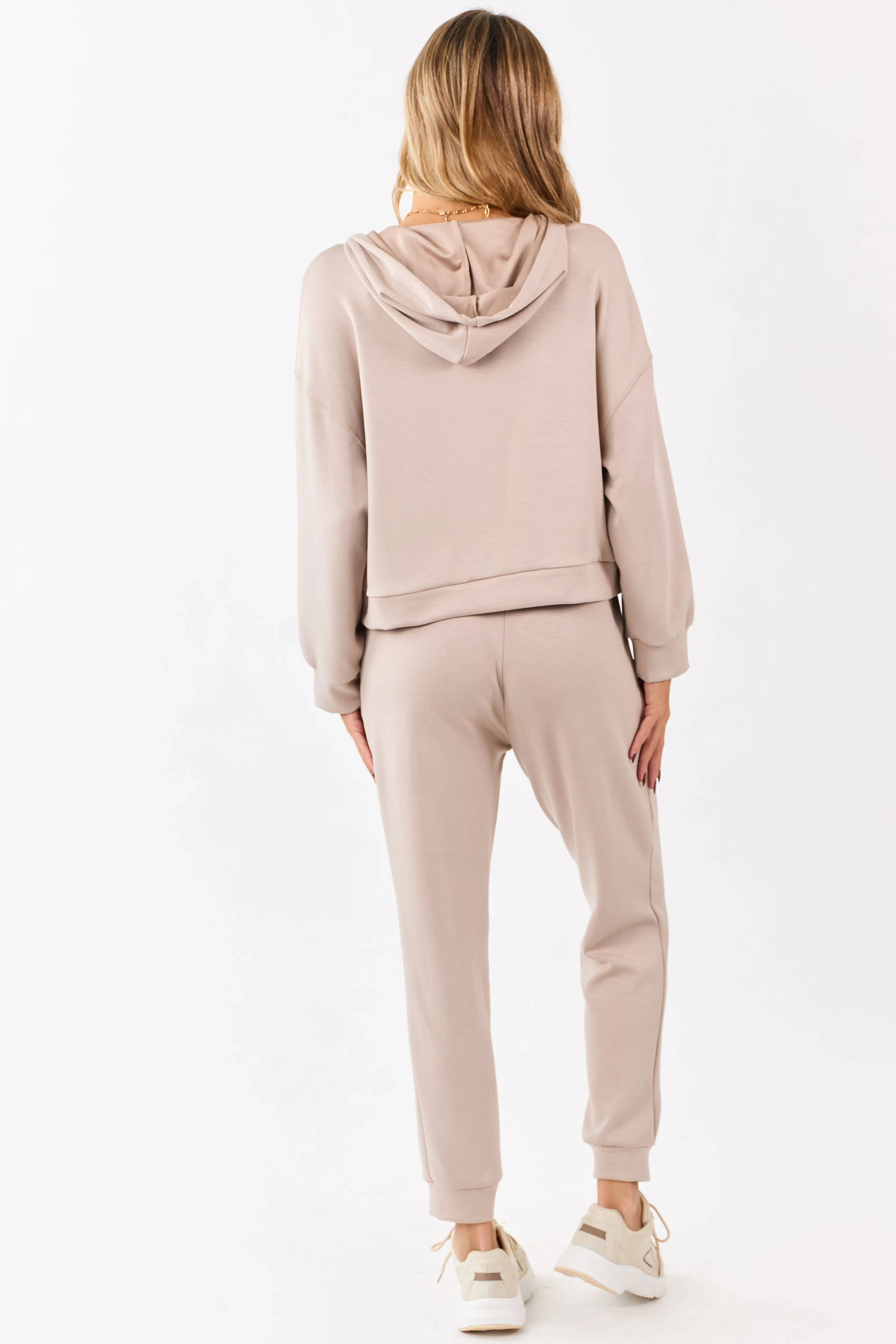 Latte Buttoned Hoodie and Sweatpants Set sold by Lime Lush product image thumbnail 5