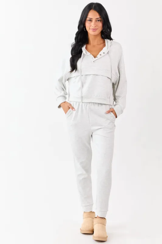 Heather Grey Buttoned Hoodie and Sweatpants Set sold by Lime Lush