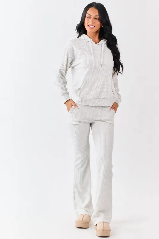 Cloud Grey Soft Knit Drawstring Flare Pants sold by Lime Lush