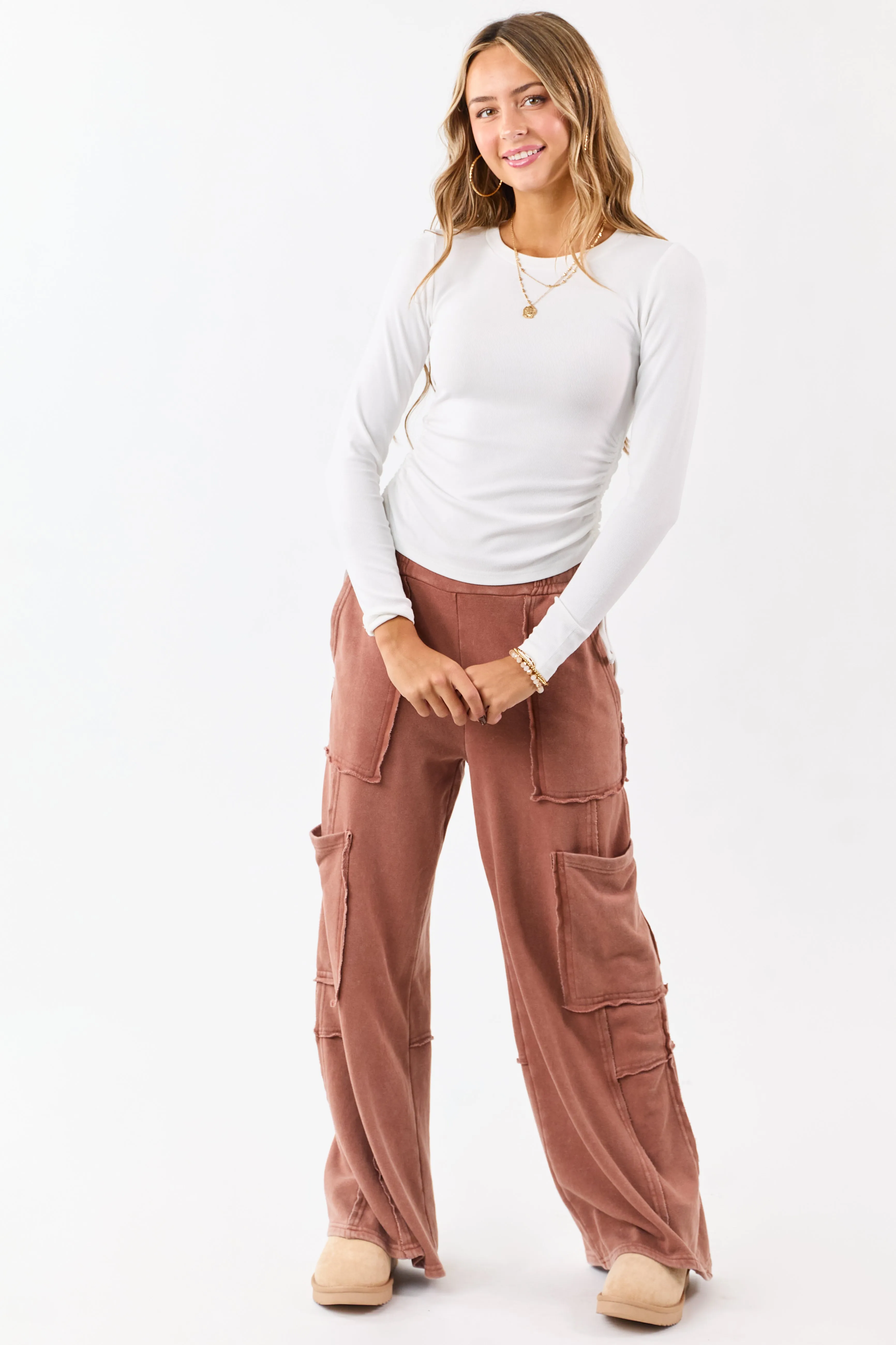 White Ruched Side Tie Long Sleeve Knit Top sold by Lime Lush product image thumbnail 2