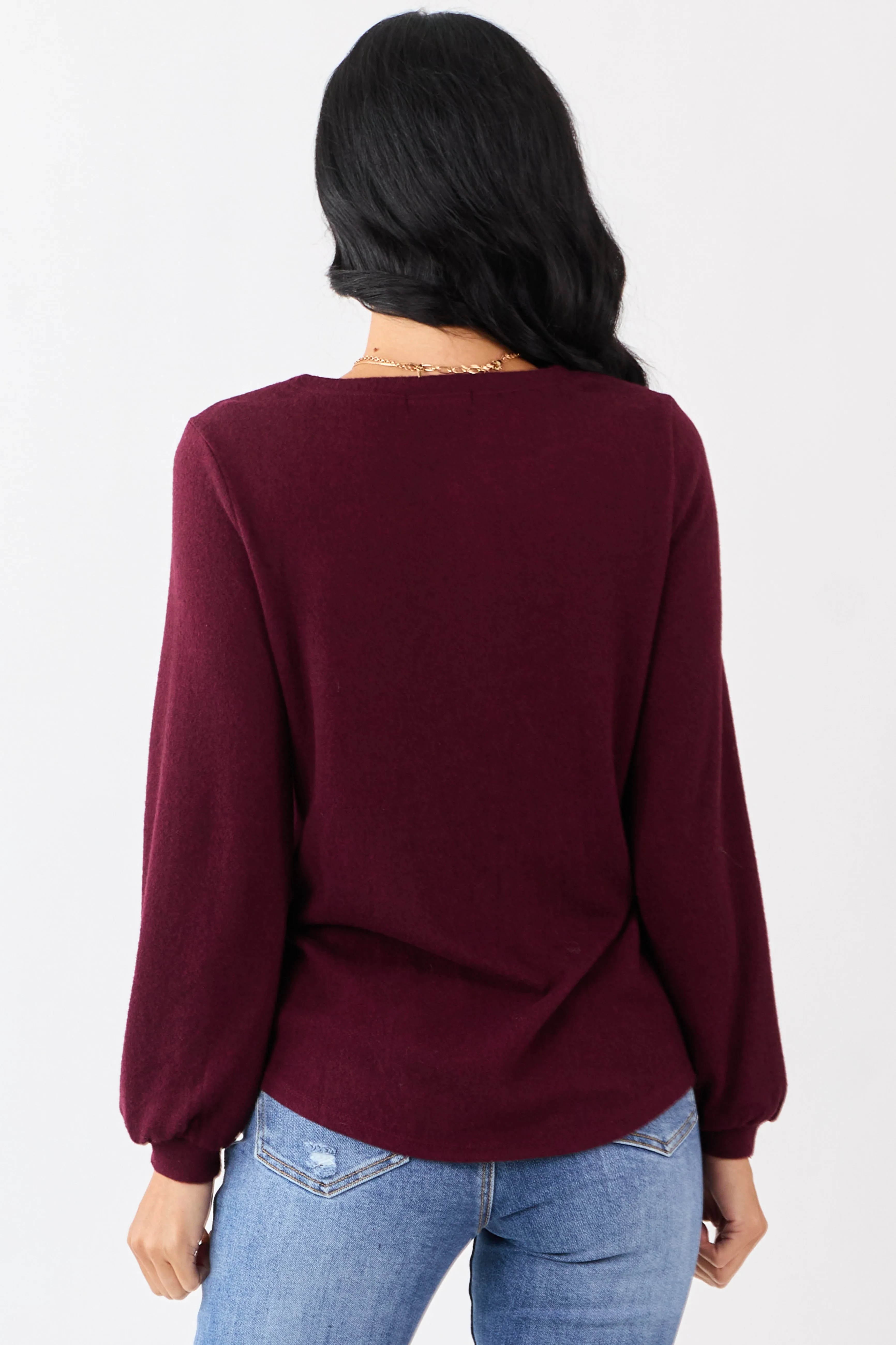 Wine Floral Lace Detailed Sweater sold by Lime Lush product image thumbnail 5