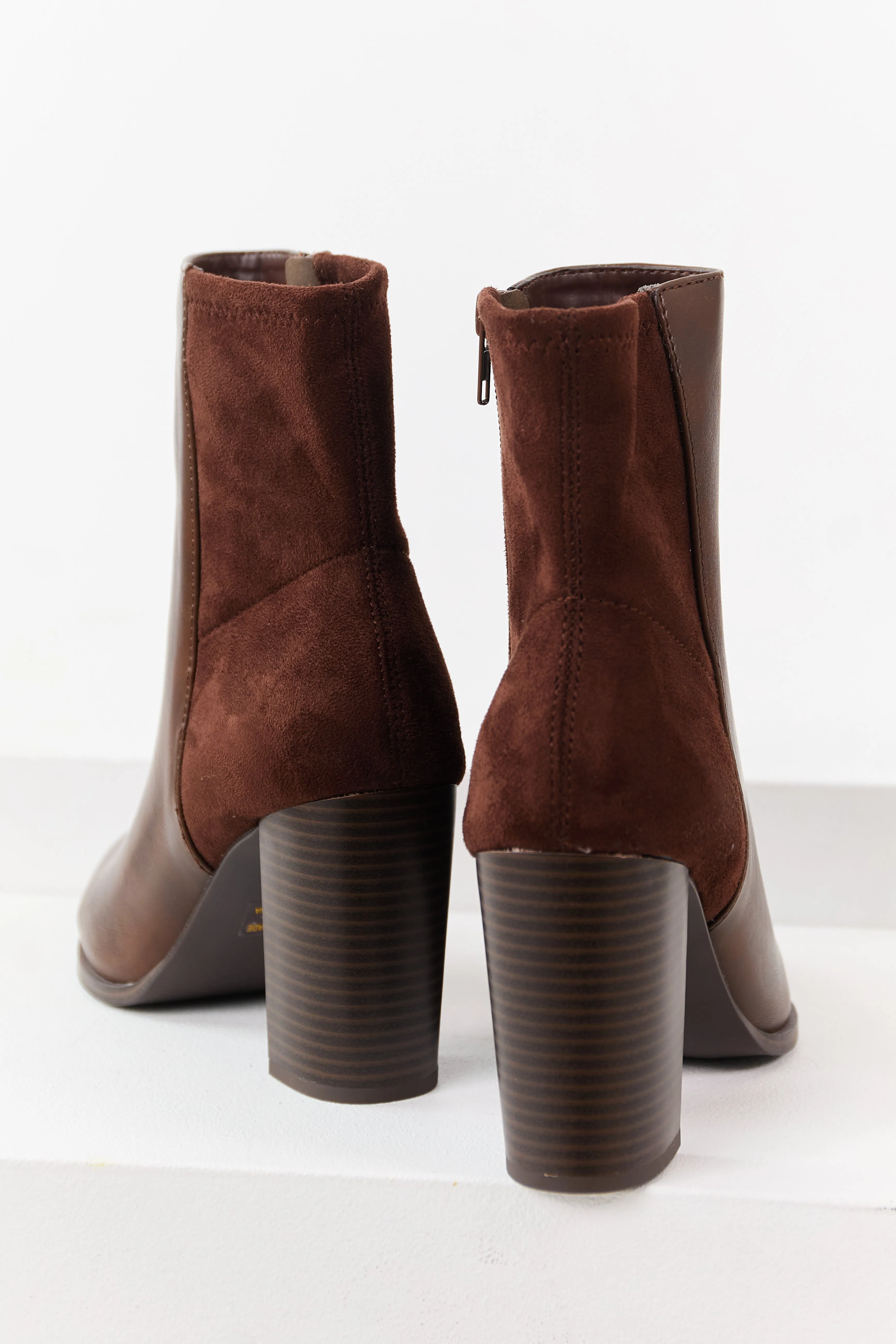 Sepia Faux Leather Contrast Faux Suede Booties sold by Lime Lush product image thumbnail 3