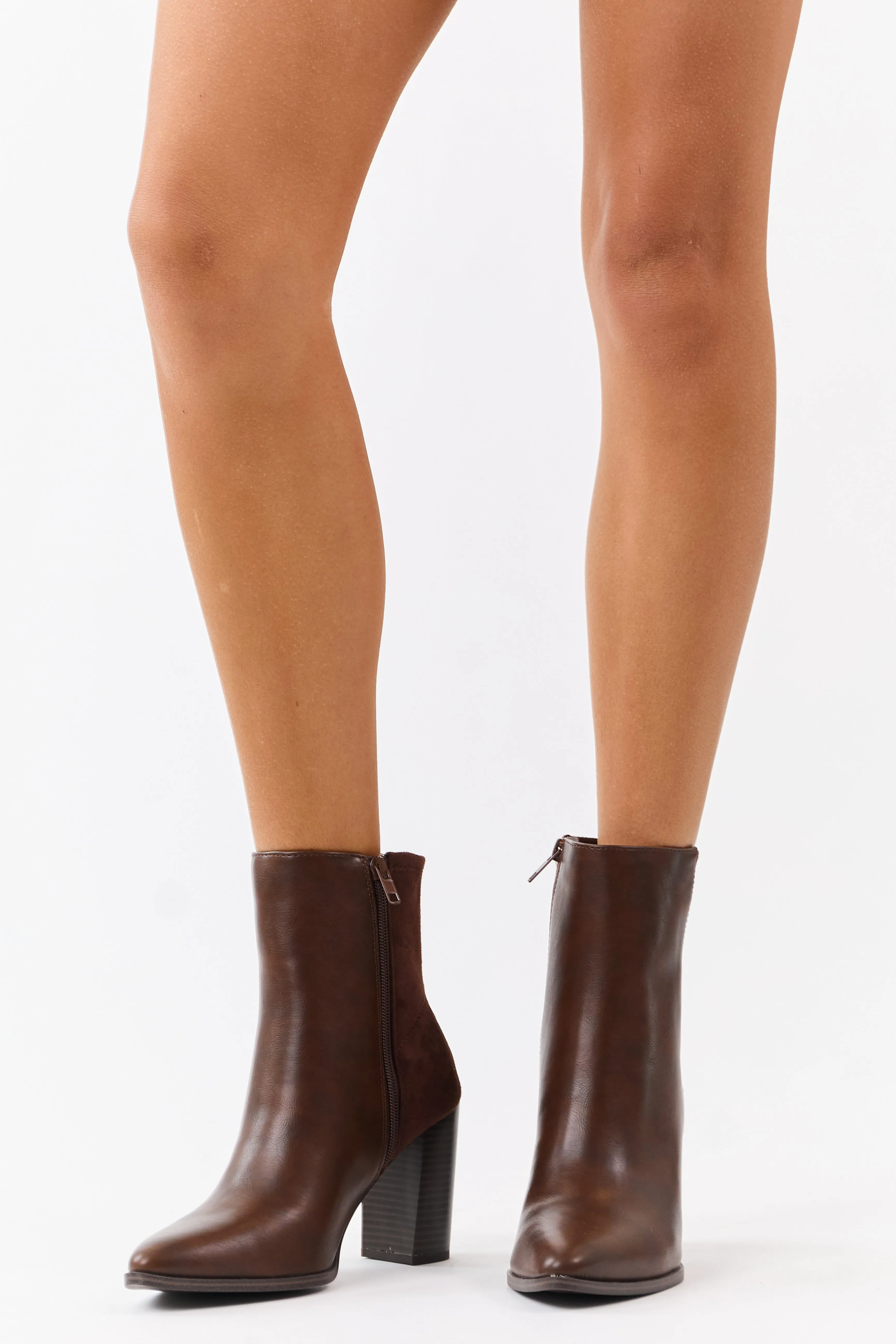 Sepia Faux Leather Contrast Faux Suede Booties sold by Lime Lush product image thumbnail 4