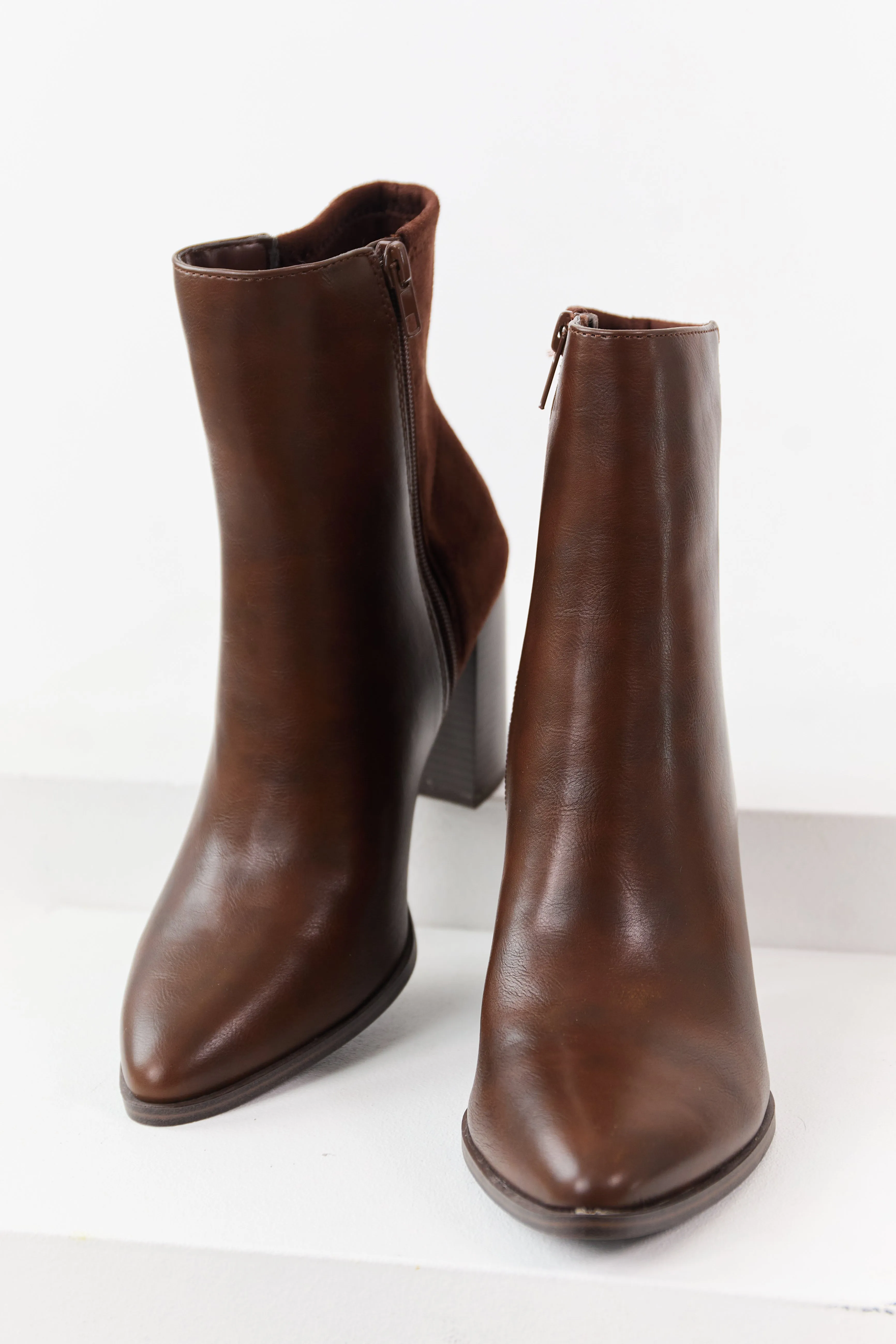 Sepia Faux Leather Contrast Faux Suede Booties sold by Lime Lush product image thumbnail 2