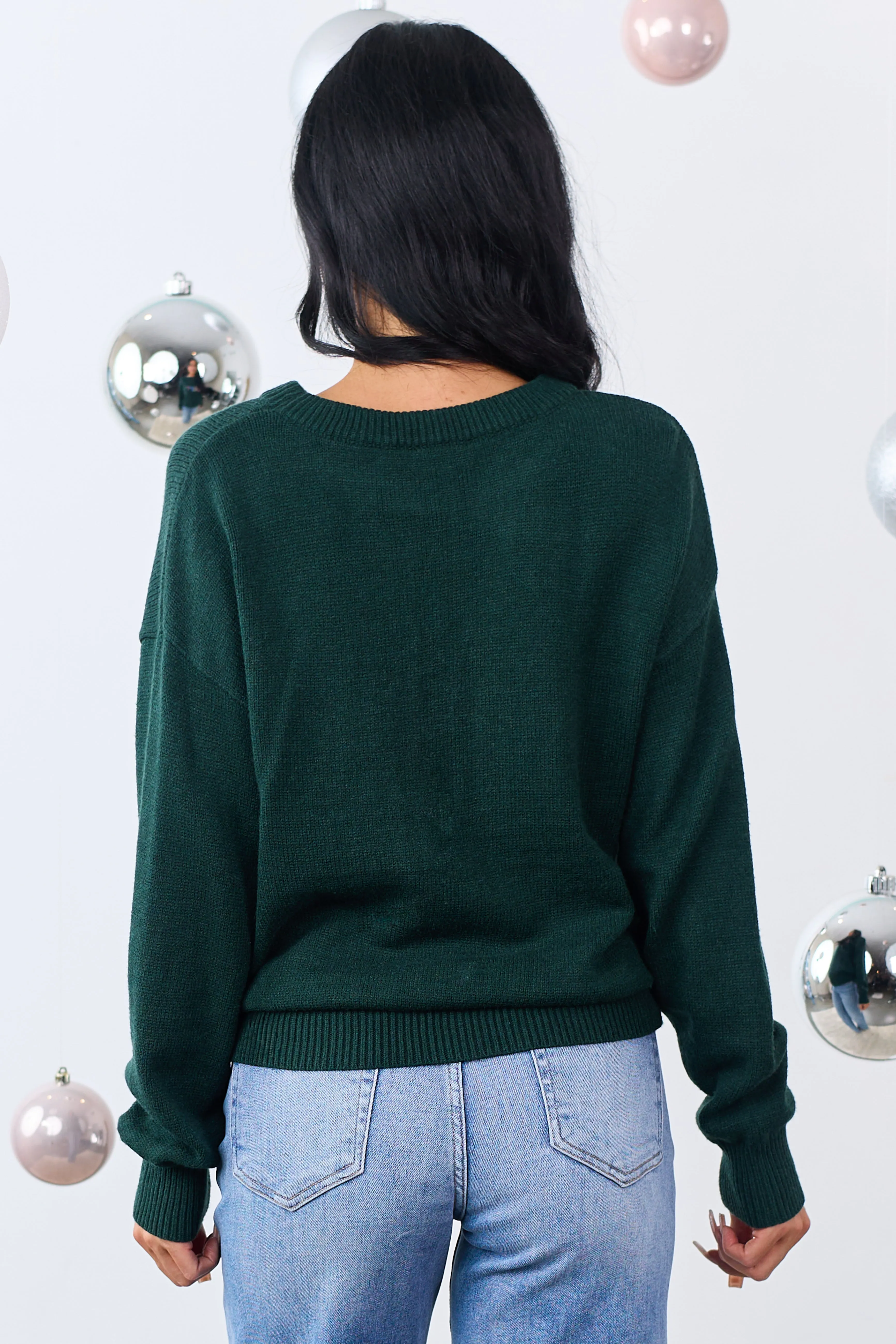 Forest Green 'Merry' Tinsel 3D Lettering Sweater sold by Lime Lush product image thumbnail 5