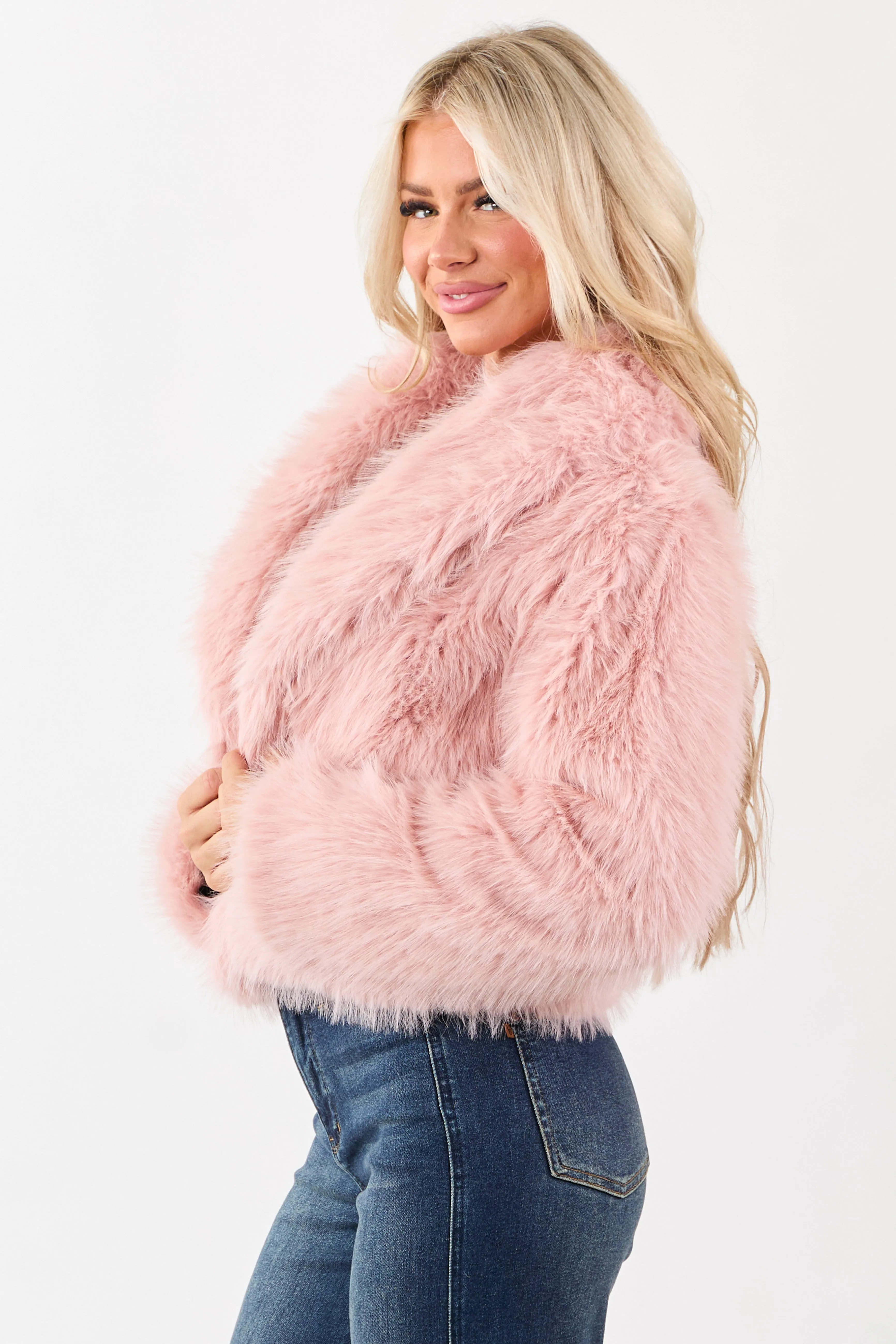 Cherry Blossom Collared Faux Fur Jacket sold by Lime Lush product image thumbnail 4