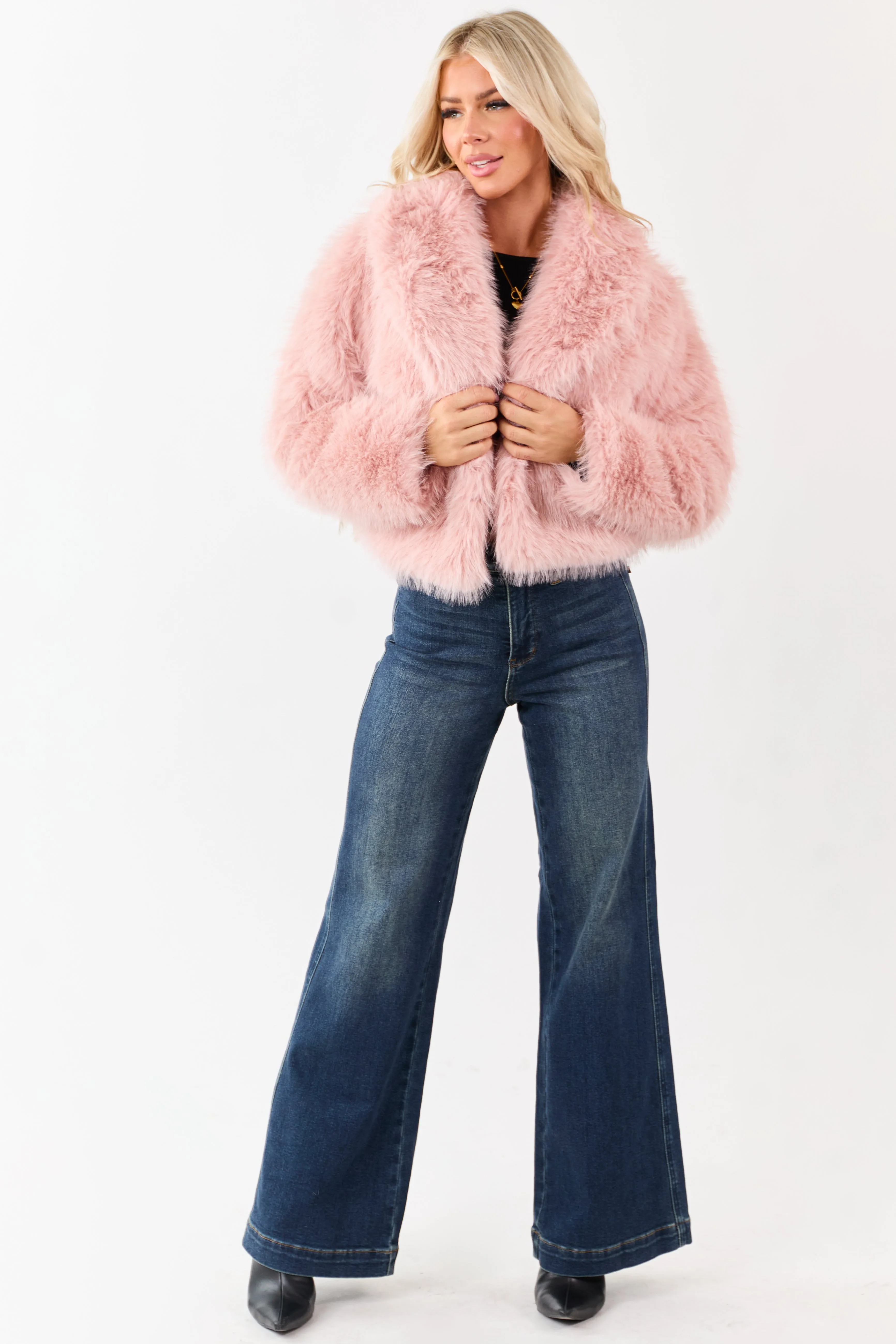 Cherry Blossom Collared Faux Fur Jacket sold by Lime Lush product image thumbnail 2
