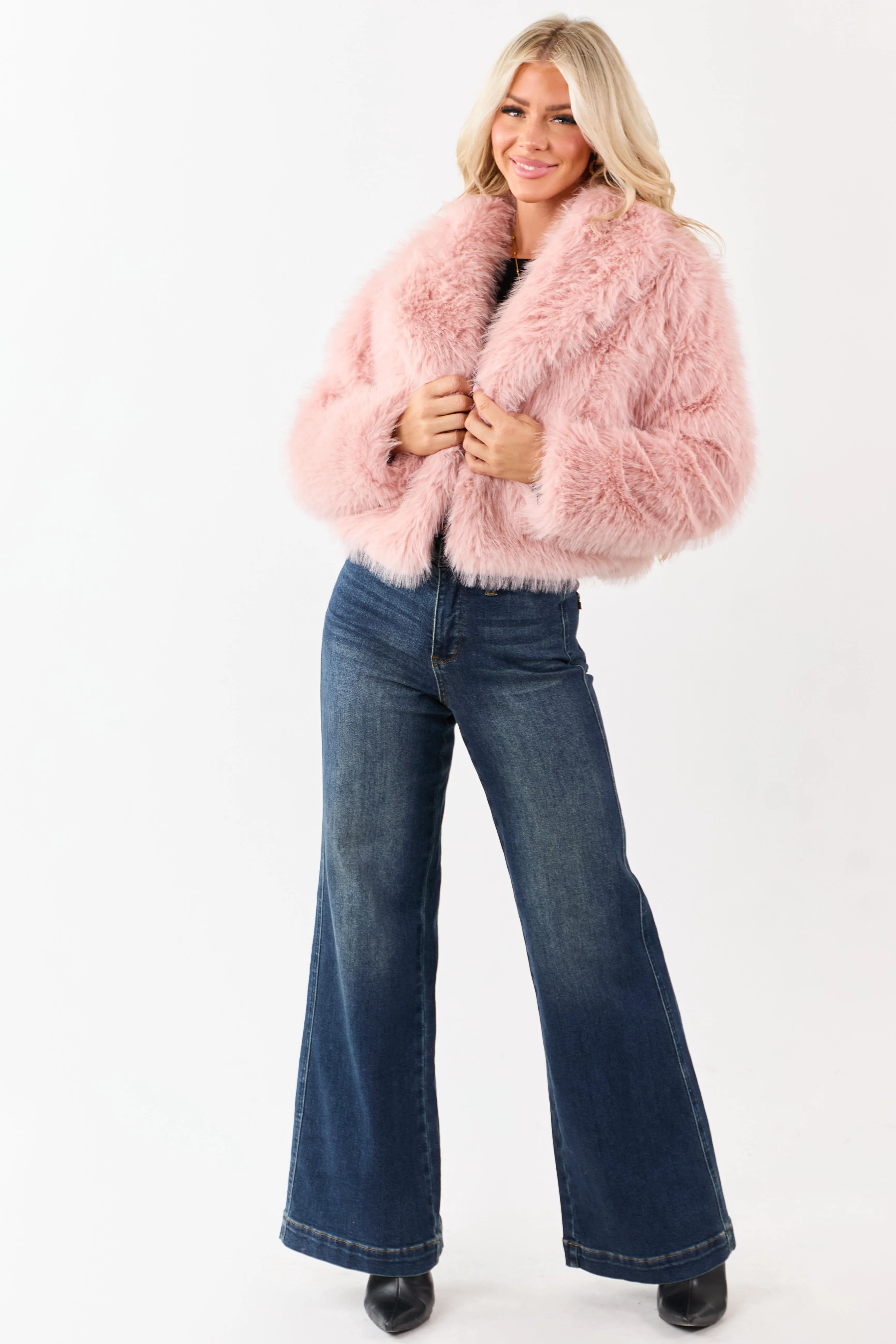 Cherry Blossom Collared Faux Fur Jacket sold by Lime Lush product image thumbnail 3