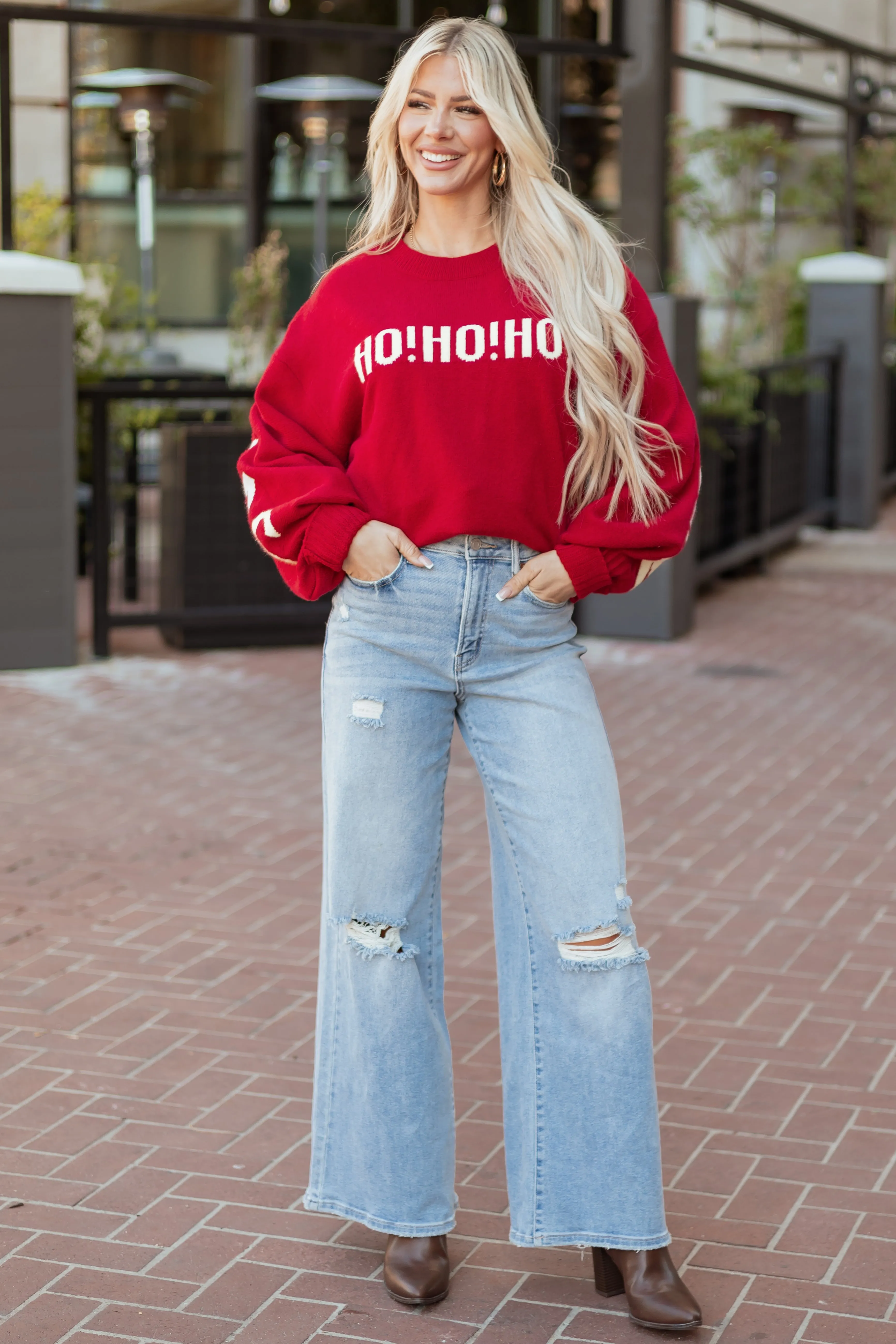 Mello Ruby 'HO HO HO' Christmas Lettering Sweater sold by Lime Lush product image thumbnail 2