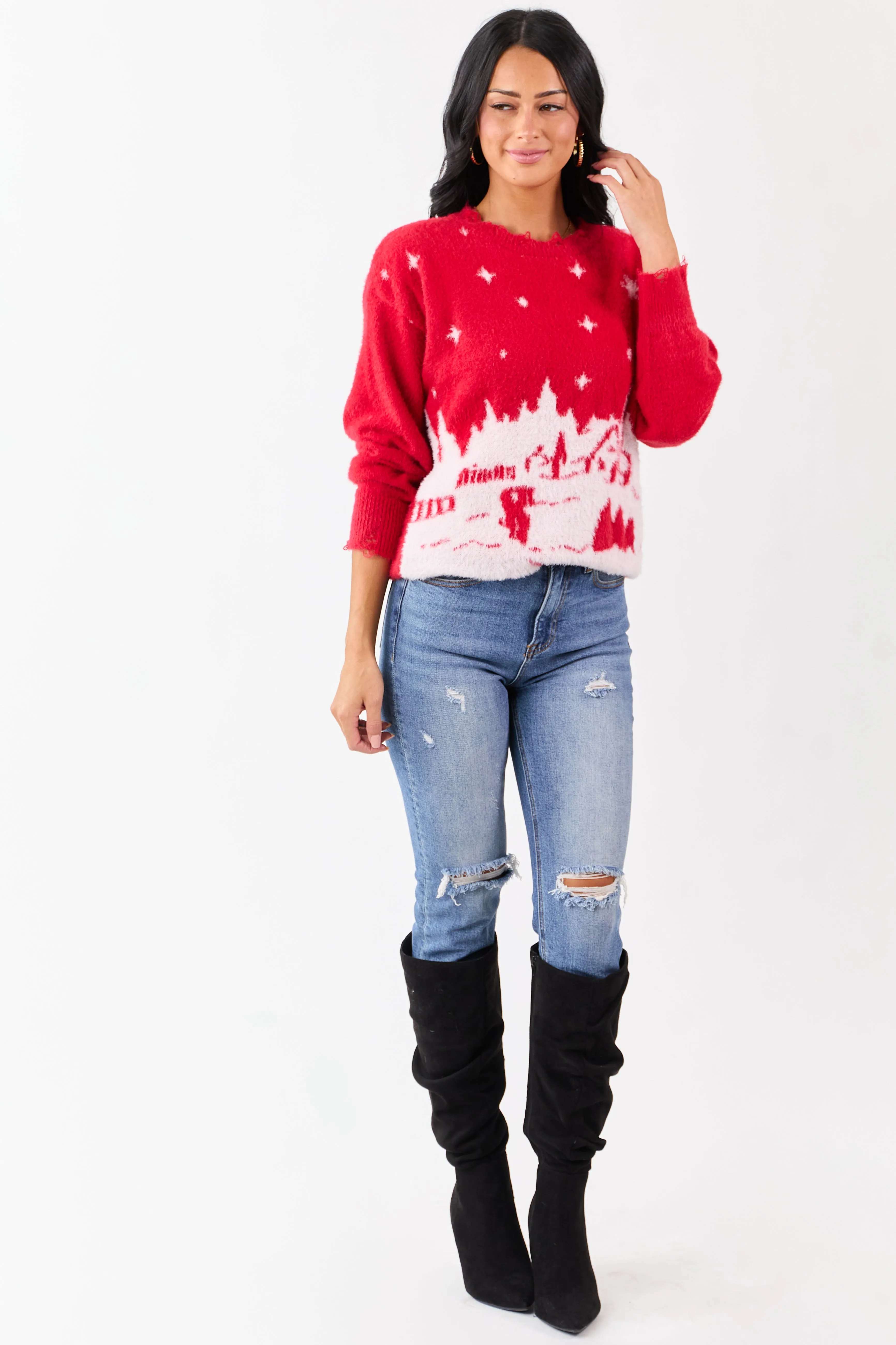 Lovelo Pomegranate Festive Snow Scenery Sweater sold by Lime Lush product image thumbnail 3