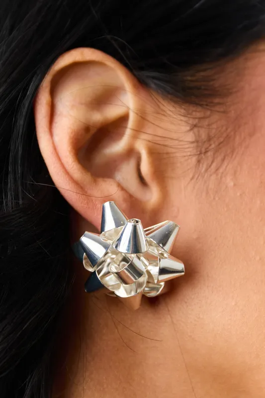 Silver Holiday Bow Post Back Earrings sold by Lime Lush