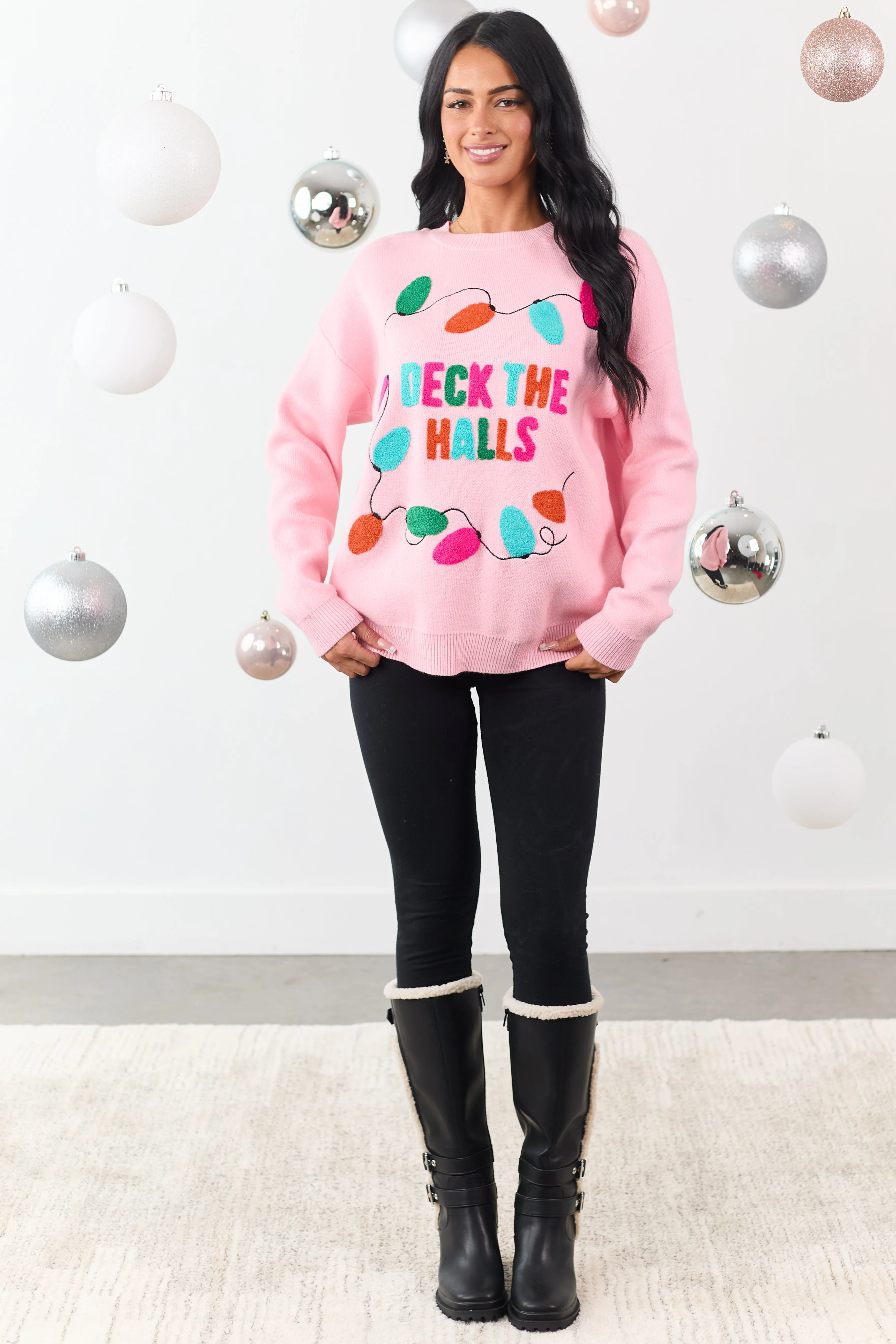 Carnation 'Deck the Halls' Holiday Graphic Sweater sold by Lime Lush product image thumbnail 2