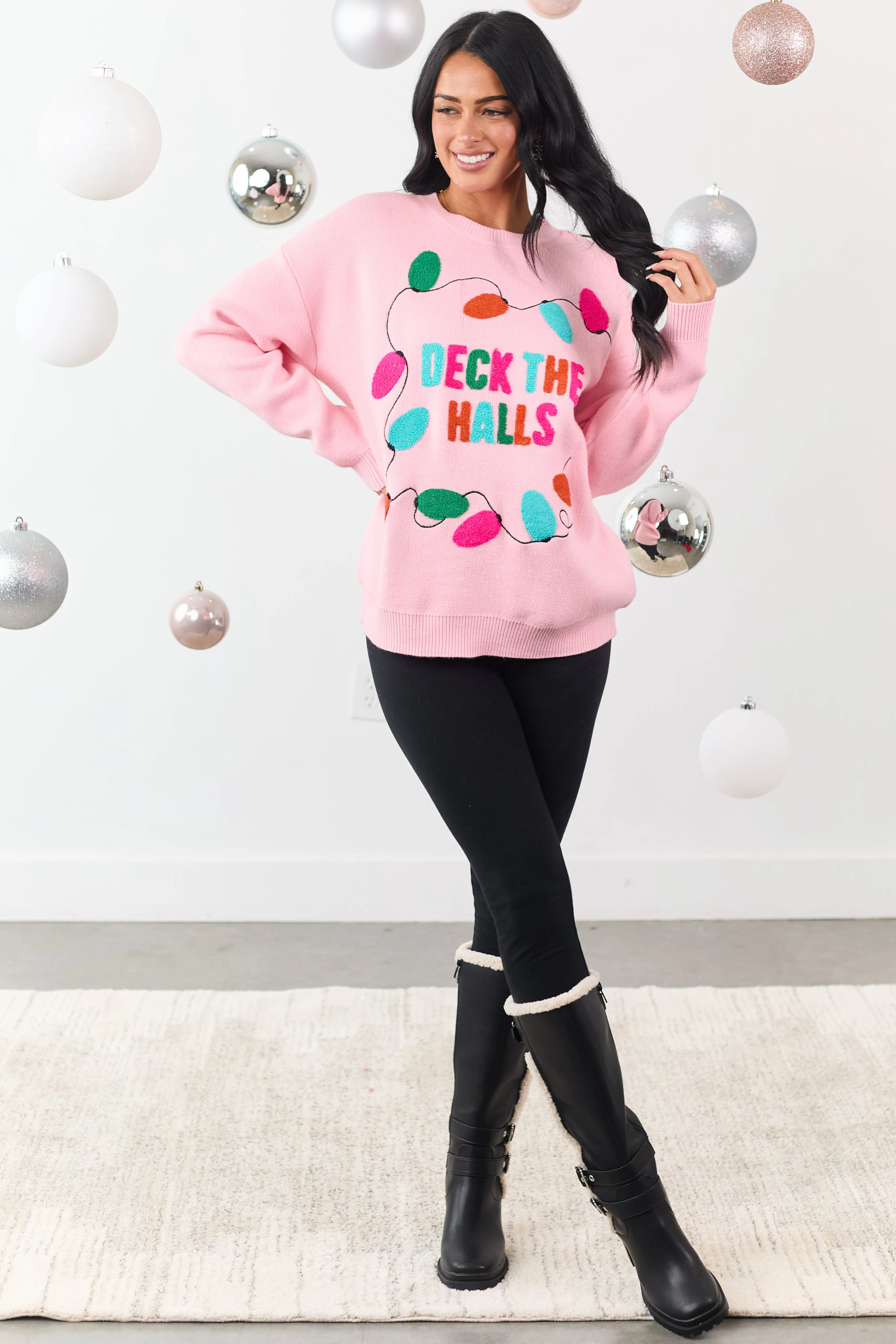 Carnation 'Deck the Halls' Holiday Graphic Sweater sold by Lime Lush product image thumbnail 3