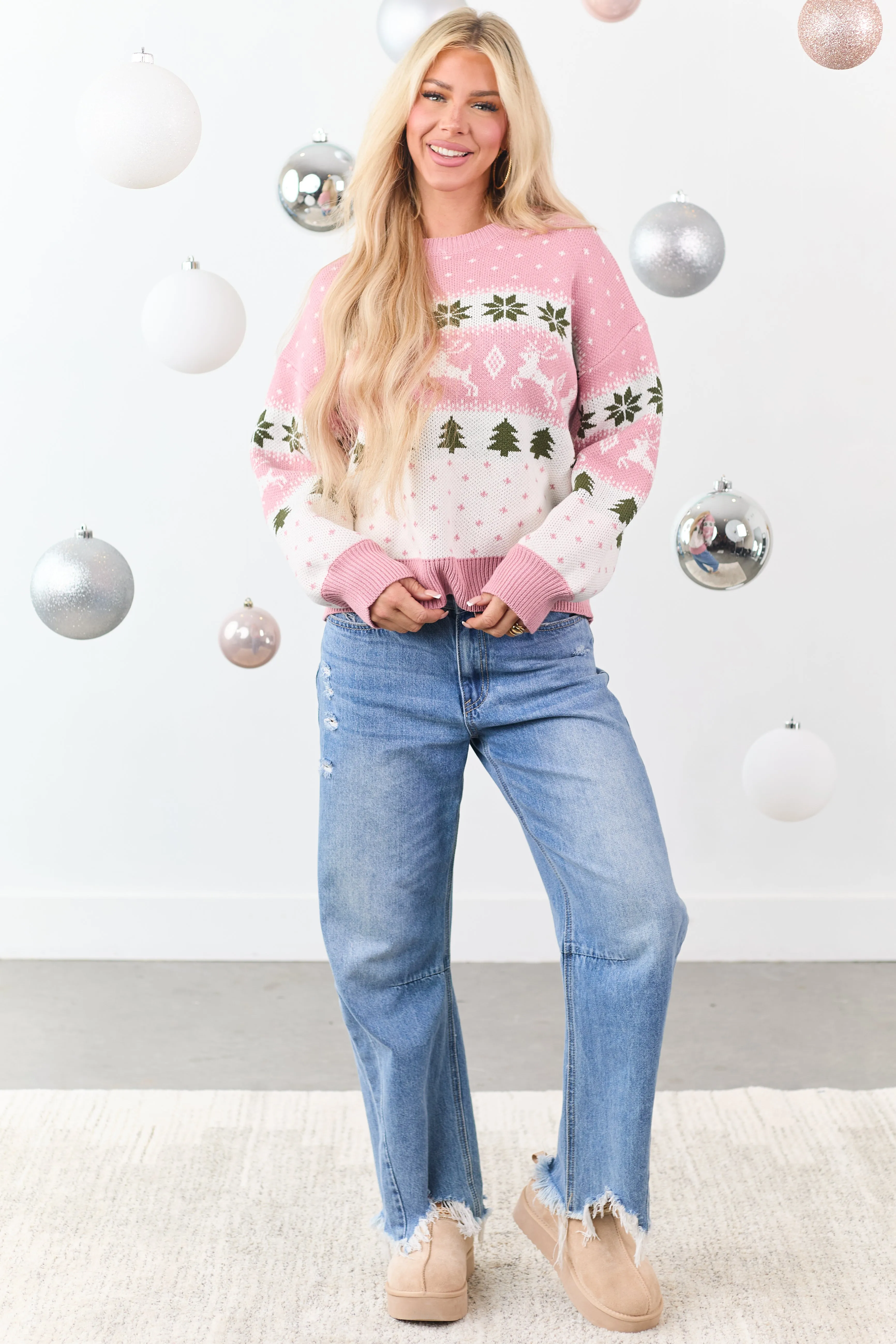 Punch Fair Isle Holiday Pattern Crew Neck Sweater sold by Lime Lush product image thumbnail 3