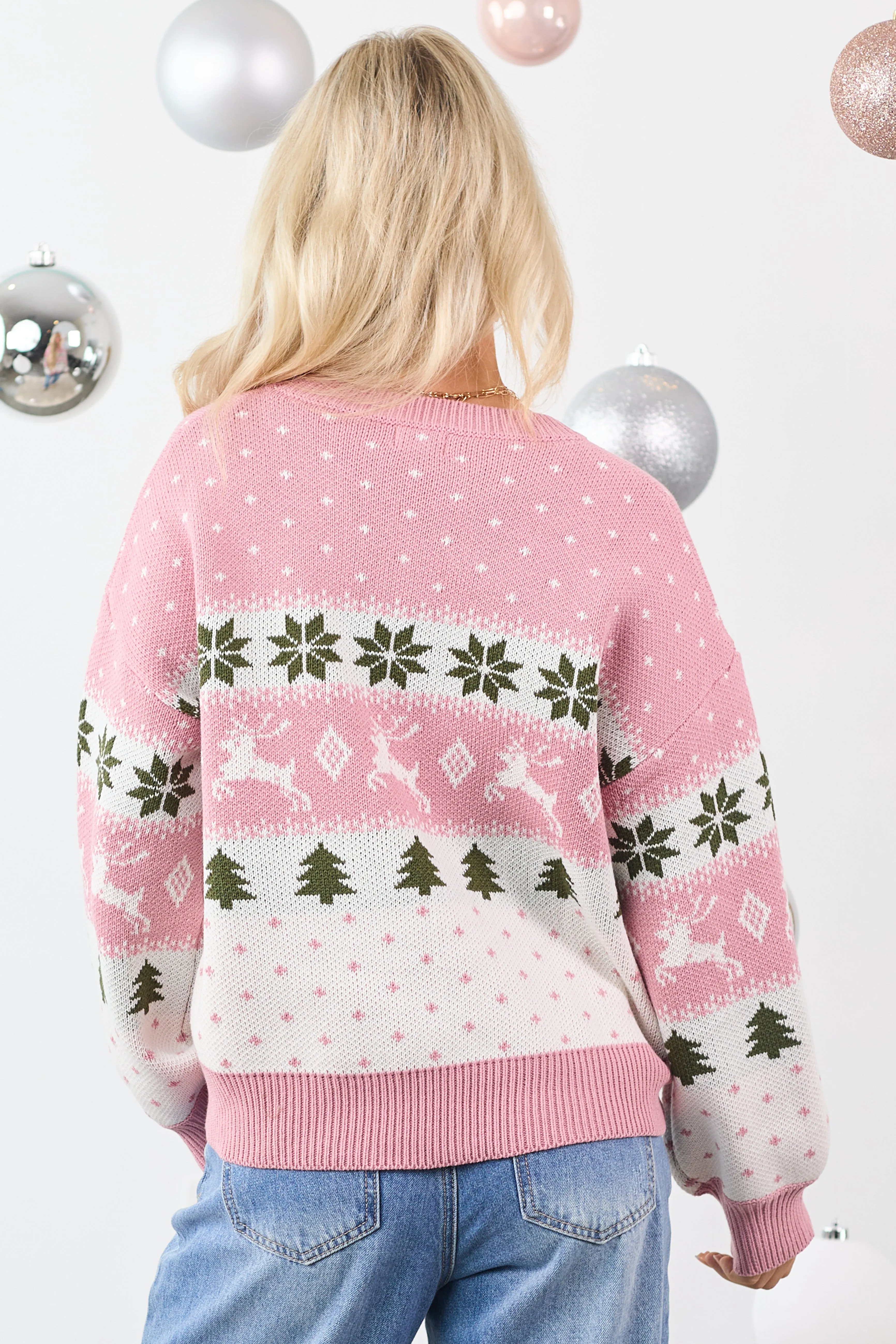 Punch Fair Isle Holiday Pattern Crew Neck Sweater sold by Lime Lush product image thumbnail 5
