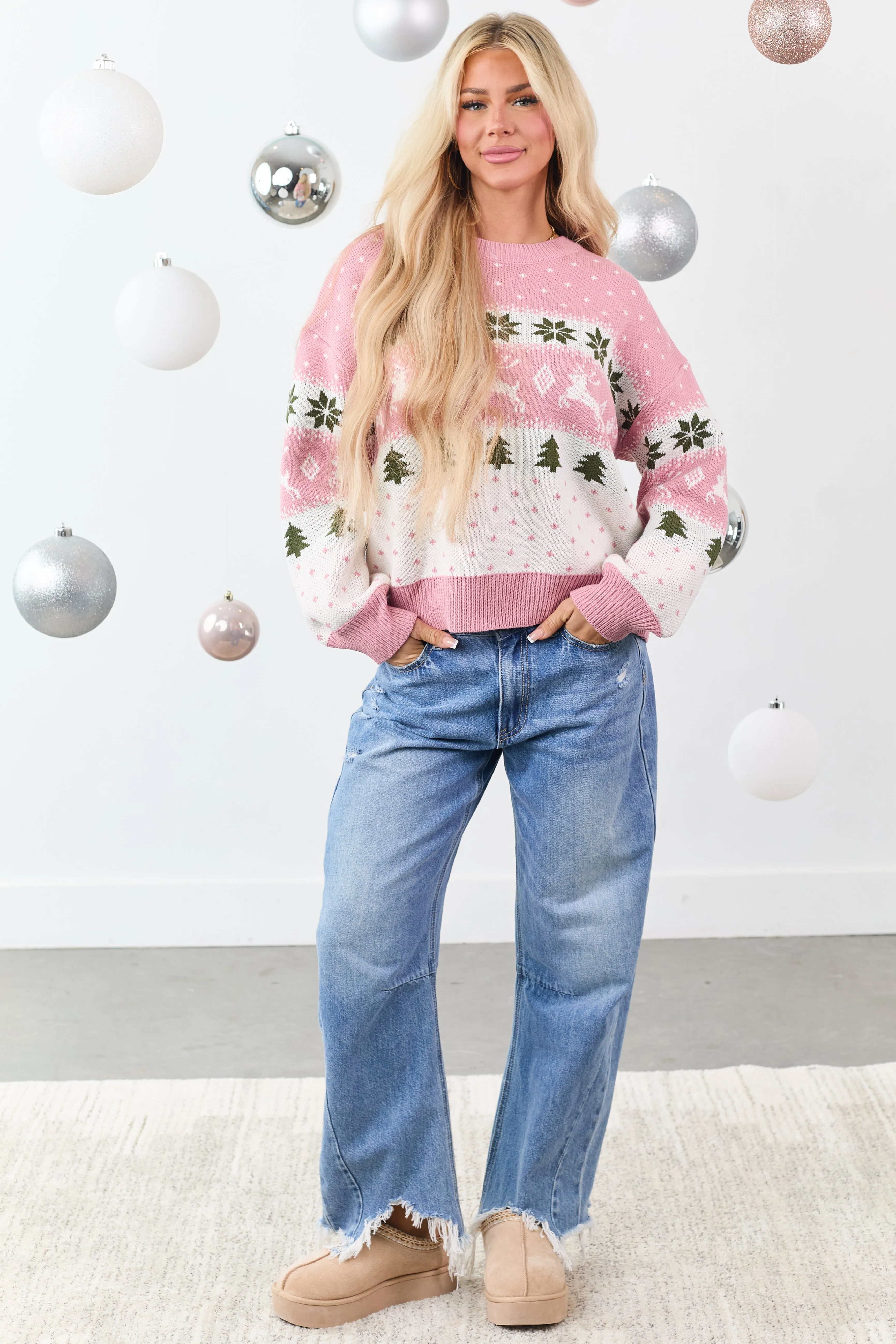 Punch Fair Isle Holiday Pattern Crew Neck Sweater sold by Lime Lush product image thumbnail 2