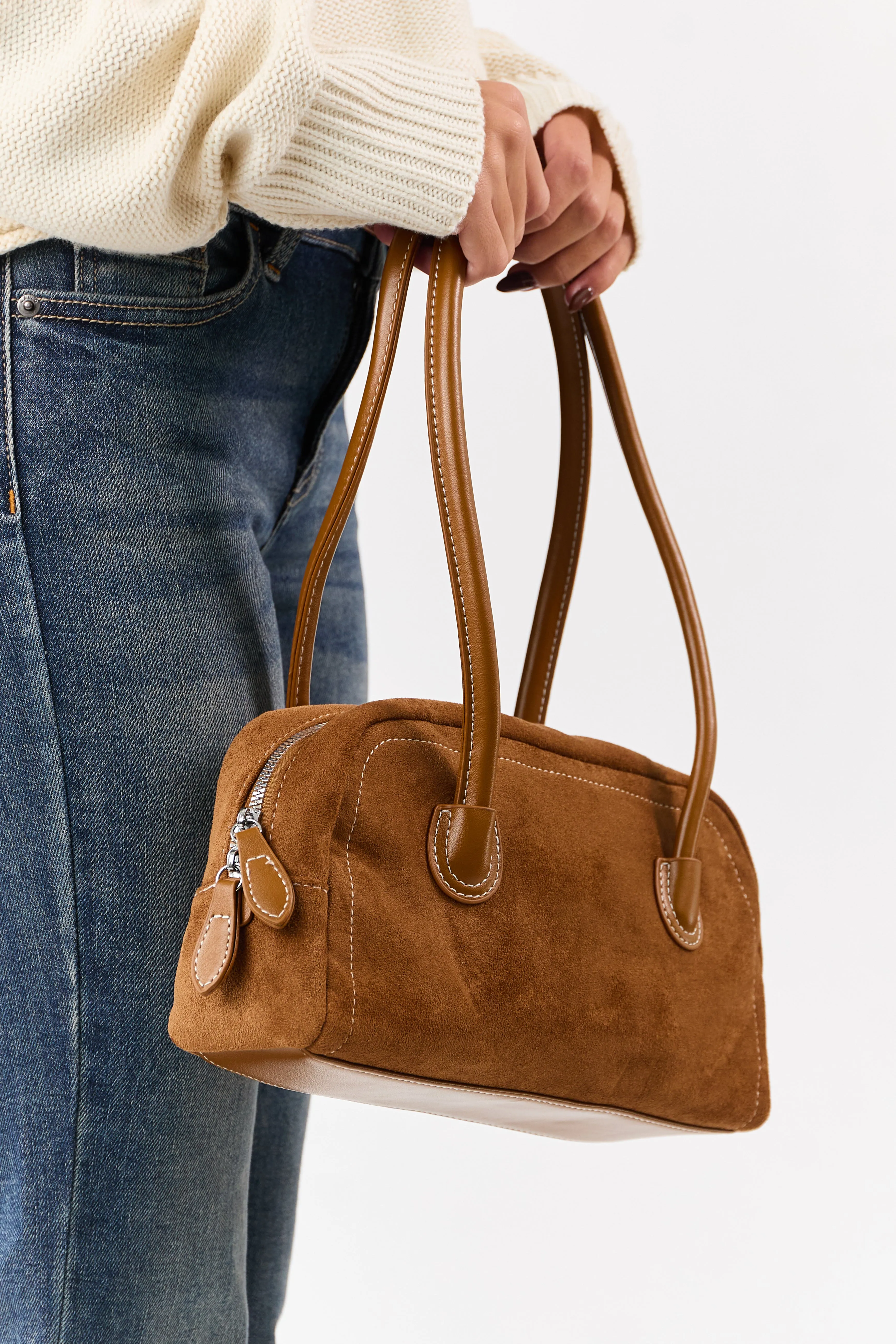 Copper Faux Suede Baguette Handbag sold by Lime Lush product image thumbnail 3