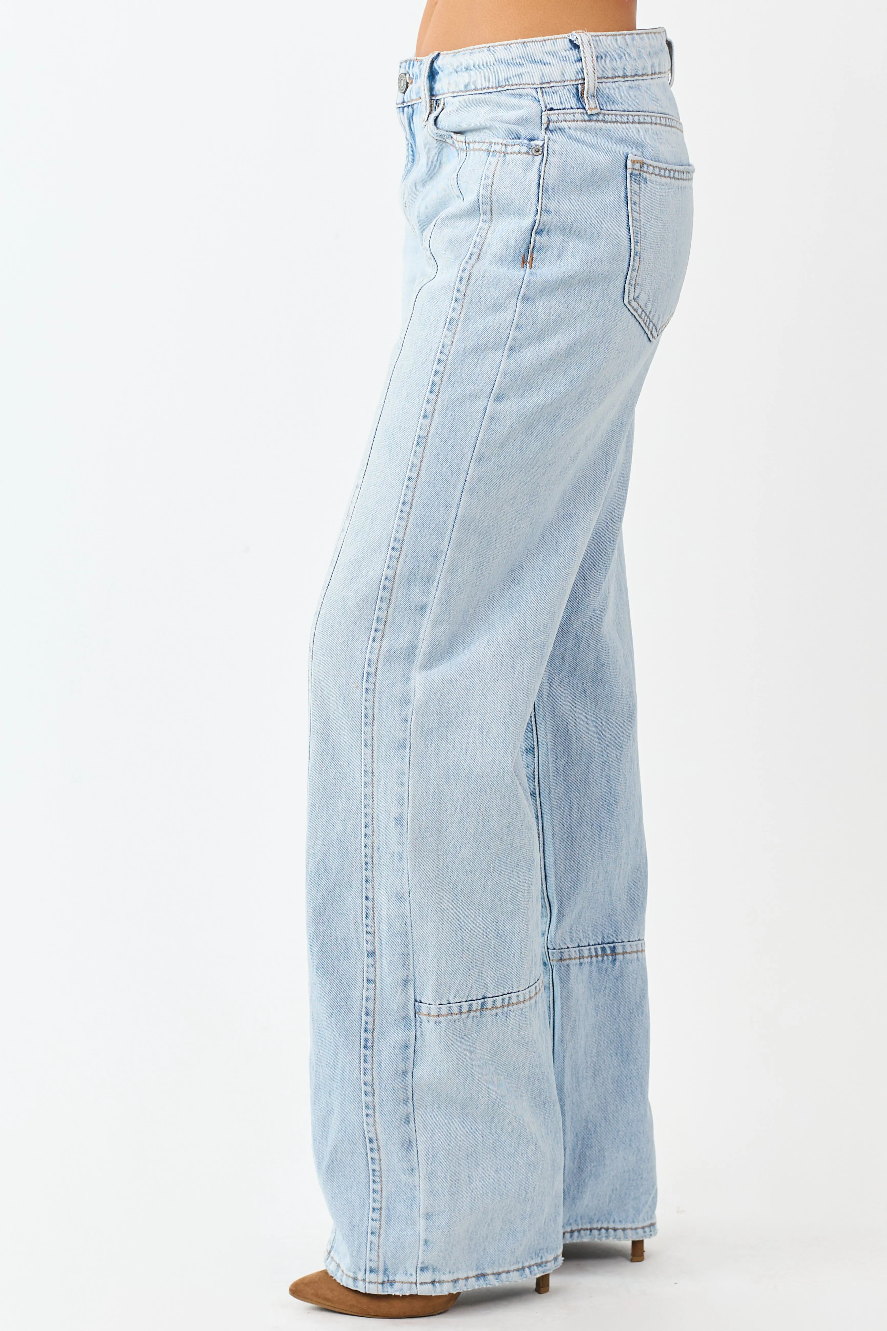 Hidden Light Wash Relaxed Straight Dad Jeans sold by Lime Lush product image thumbnail 3