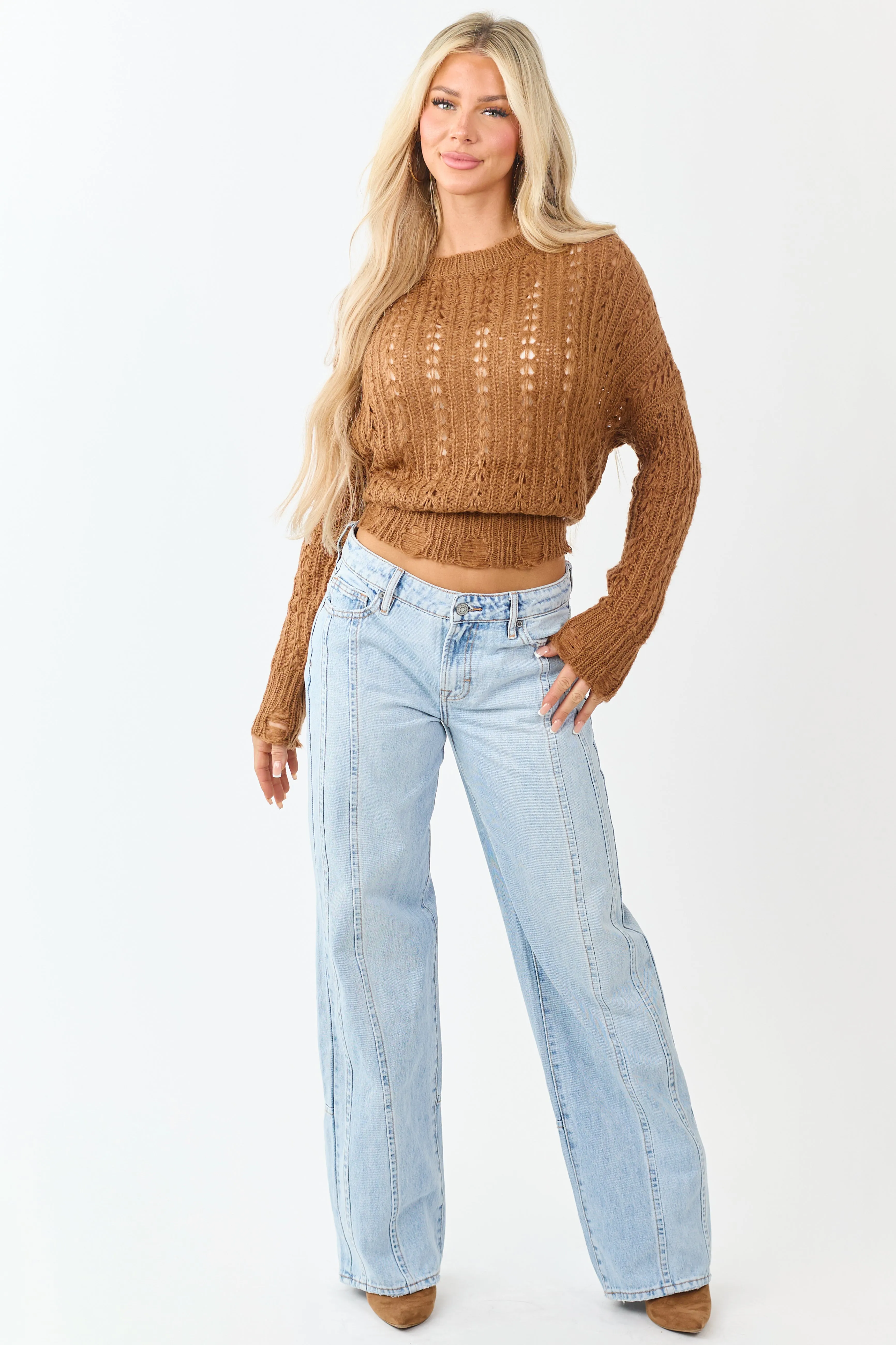 Hidden Light Wash Relaxed Straight Dad Jeans sold by Lime Lush product image thumbnail 2