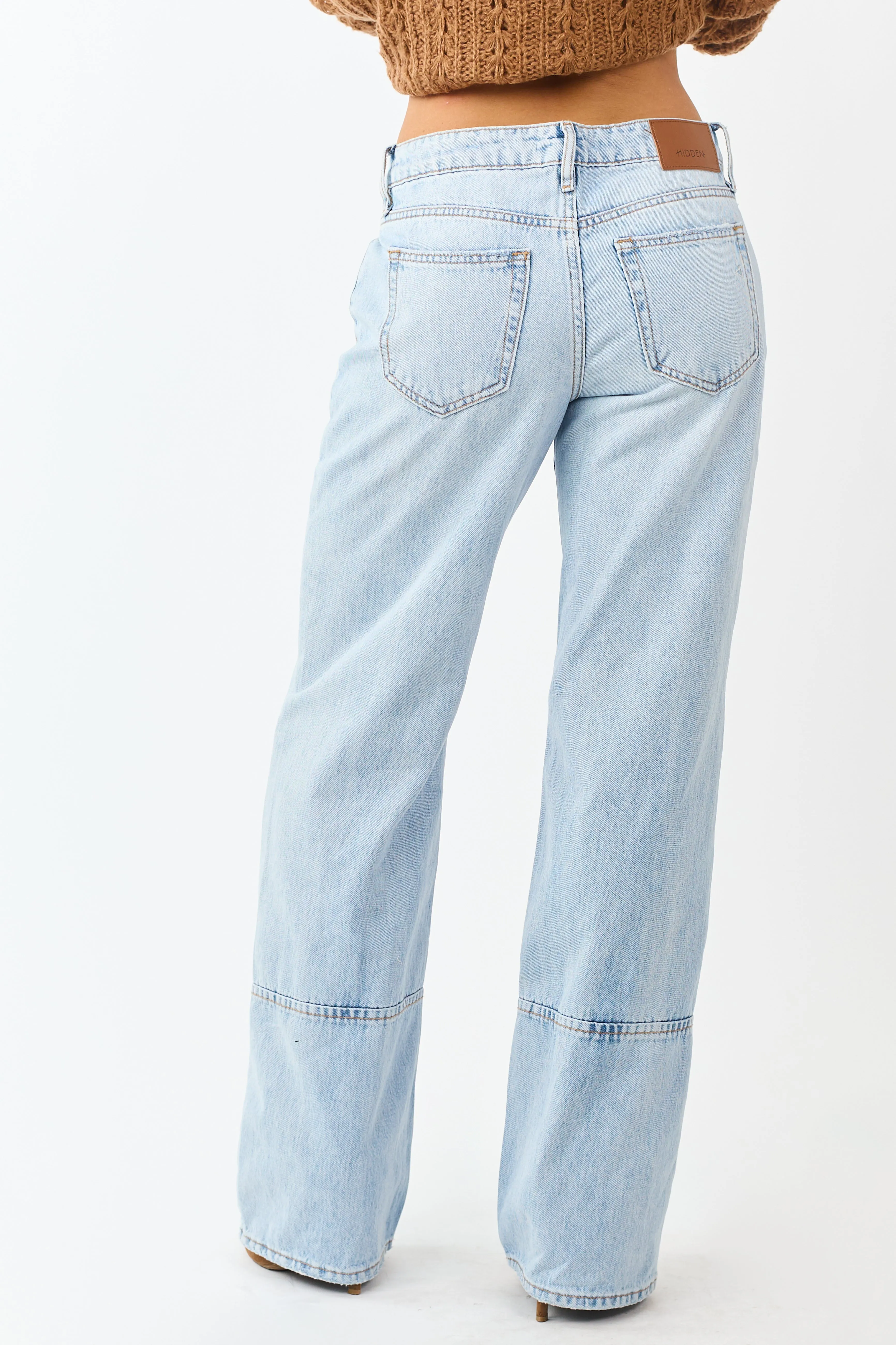 Hidden Light Wash Relaxed Straight Dad Jeans sold by Lime Lush product image thumbnail 4