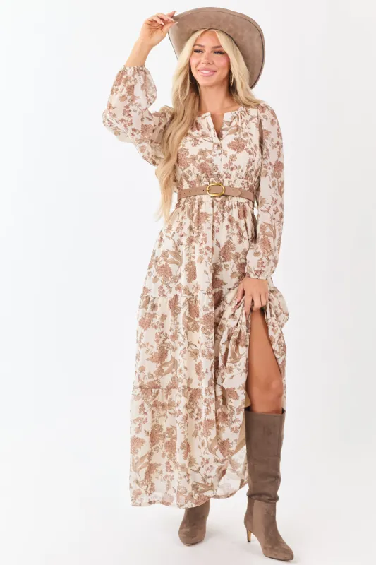 She+Sky Coconut Floral Print V-Neck Maxi Dress made by She and Sky