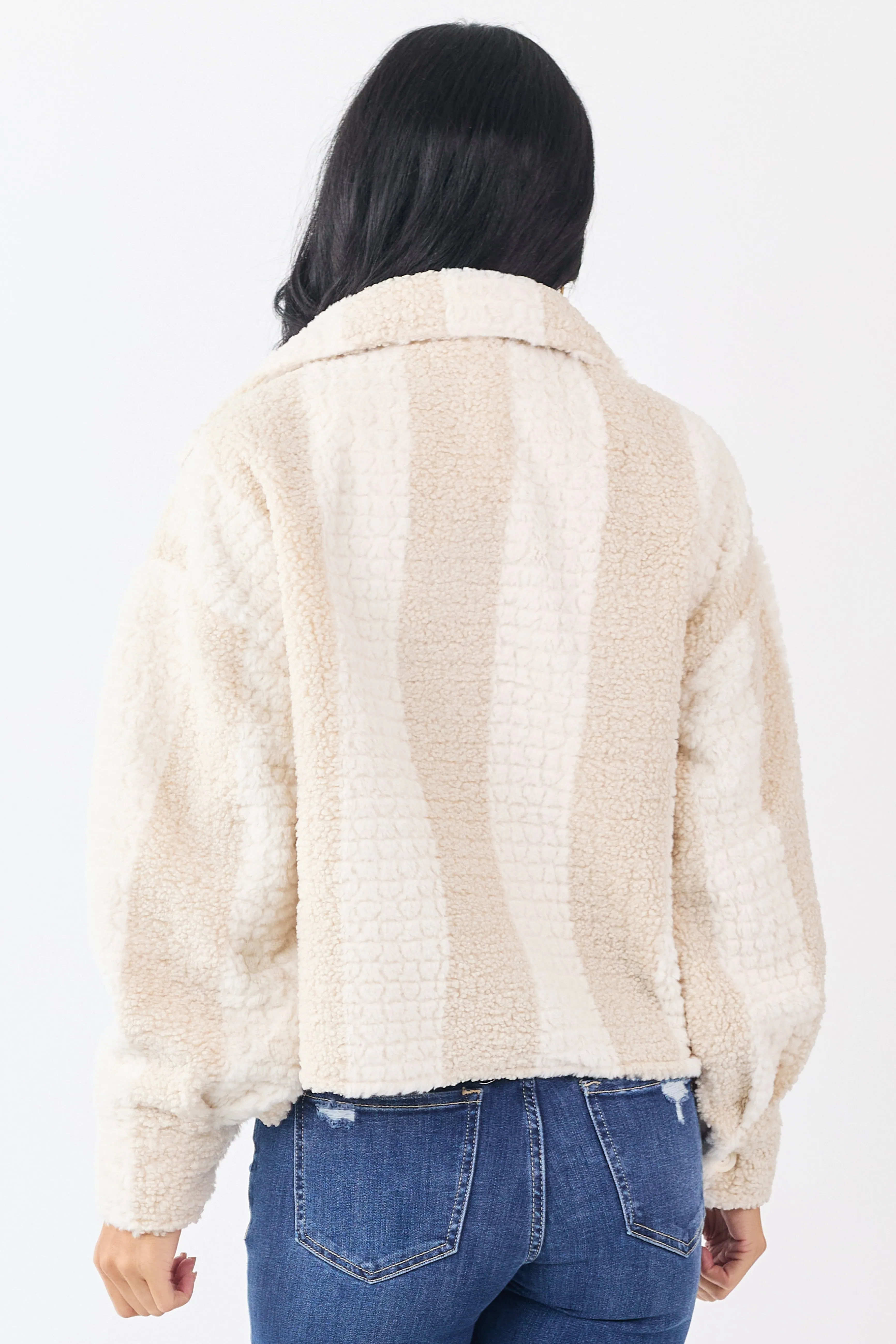 Ivory and Nude Striped Textured Jacket sold by Lime Lush product image thumbnail 5