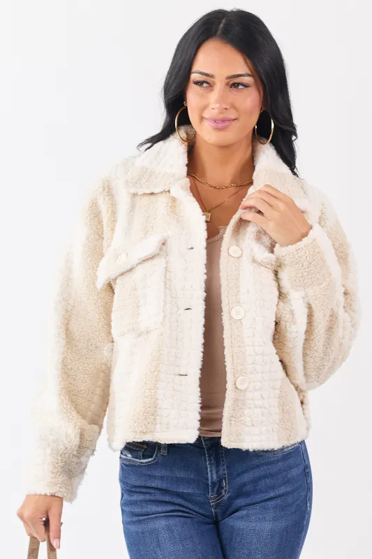 Ivory and Nude Striped Textured Jacket sold by Lime Lush