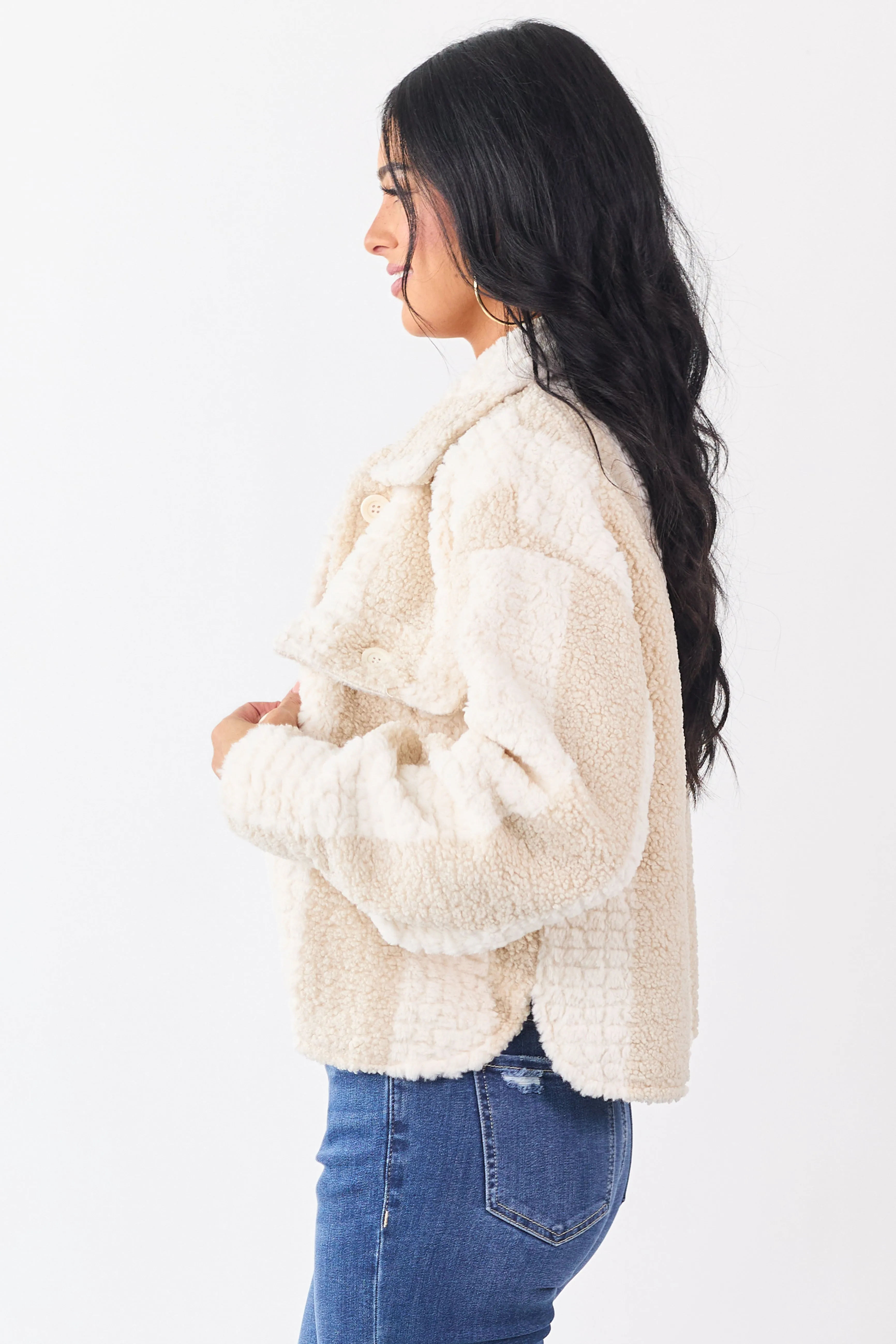 Ivory and Nude Striped Textured Jacket sold by Lime Lush product image thumbnail 4