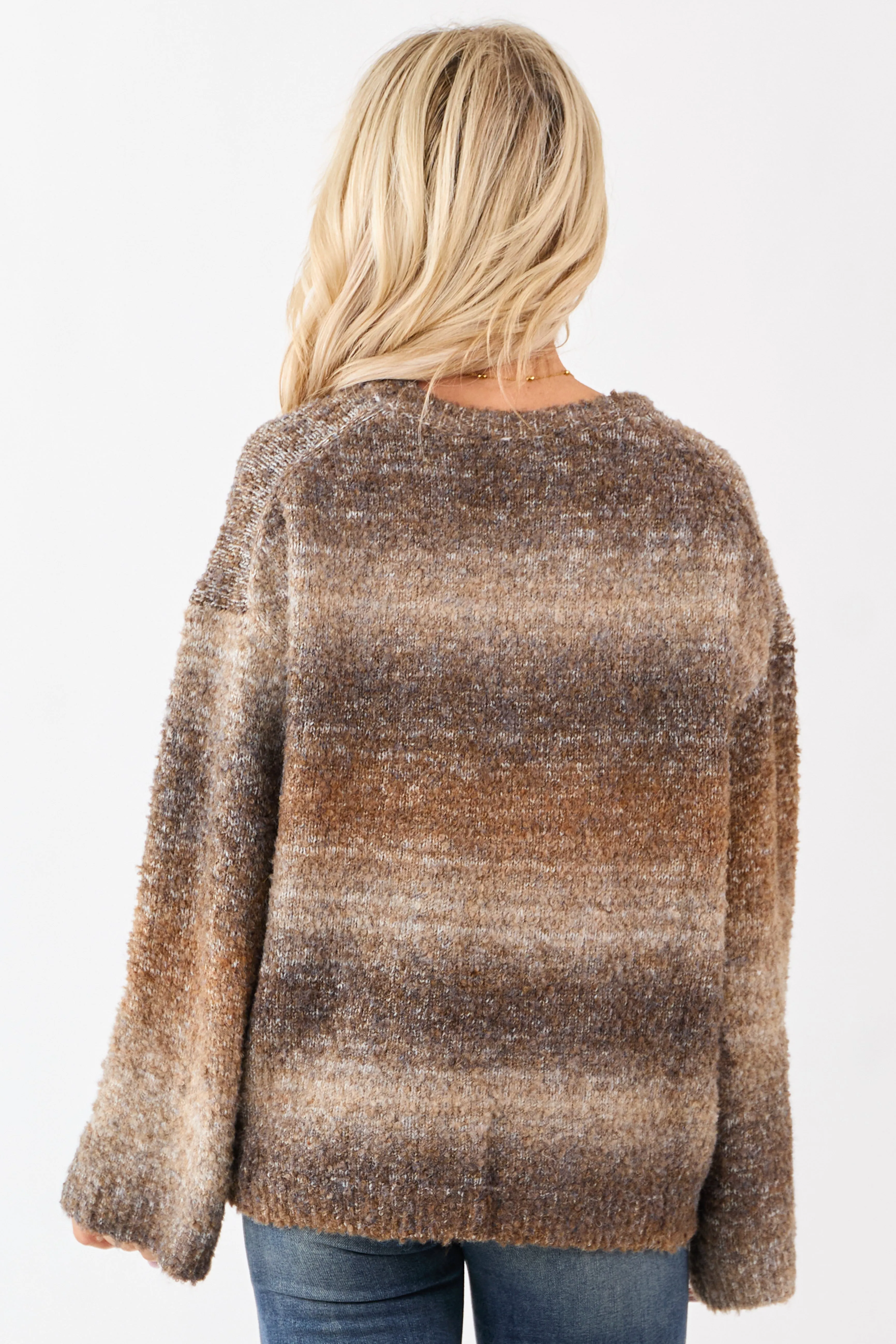 Heathered Cocoa Ombre Wool Blend Fuzzy Sweater sold by Lime Lush product image thumbnail 5