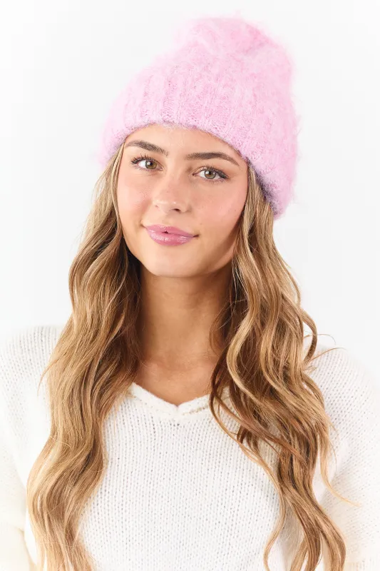 Carnation Wool Blend Fuzzy Knit Beanie sold by Lime Lush