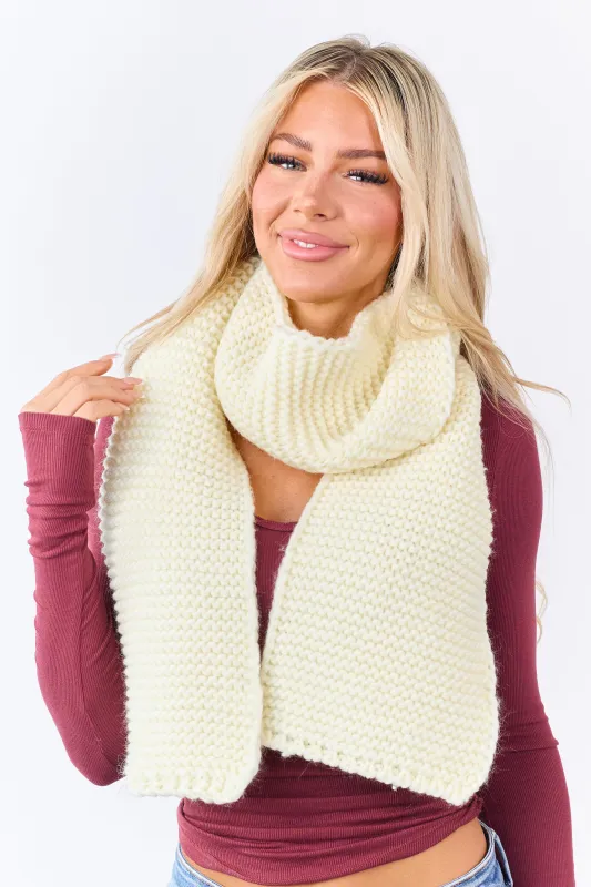 Cream Ribbed Chunky Knit Scarf sold by Lime Lush