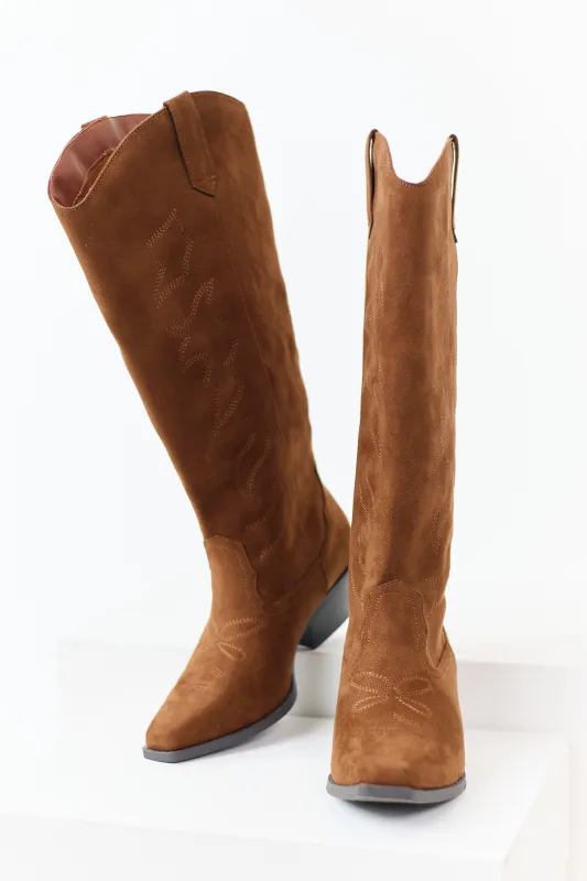 Spice Faux Suede Western Embroidered Boots sold by Lime Lush