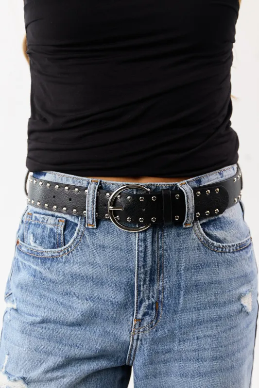 Black Studded Faux Leather Belt sold by Lime Lush