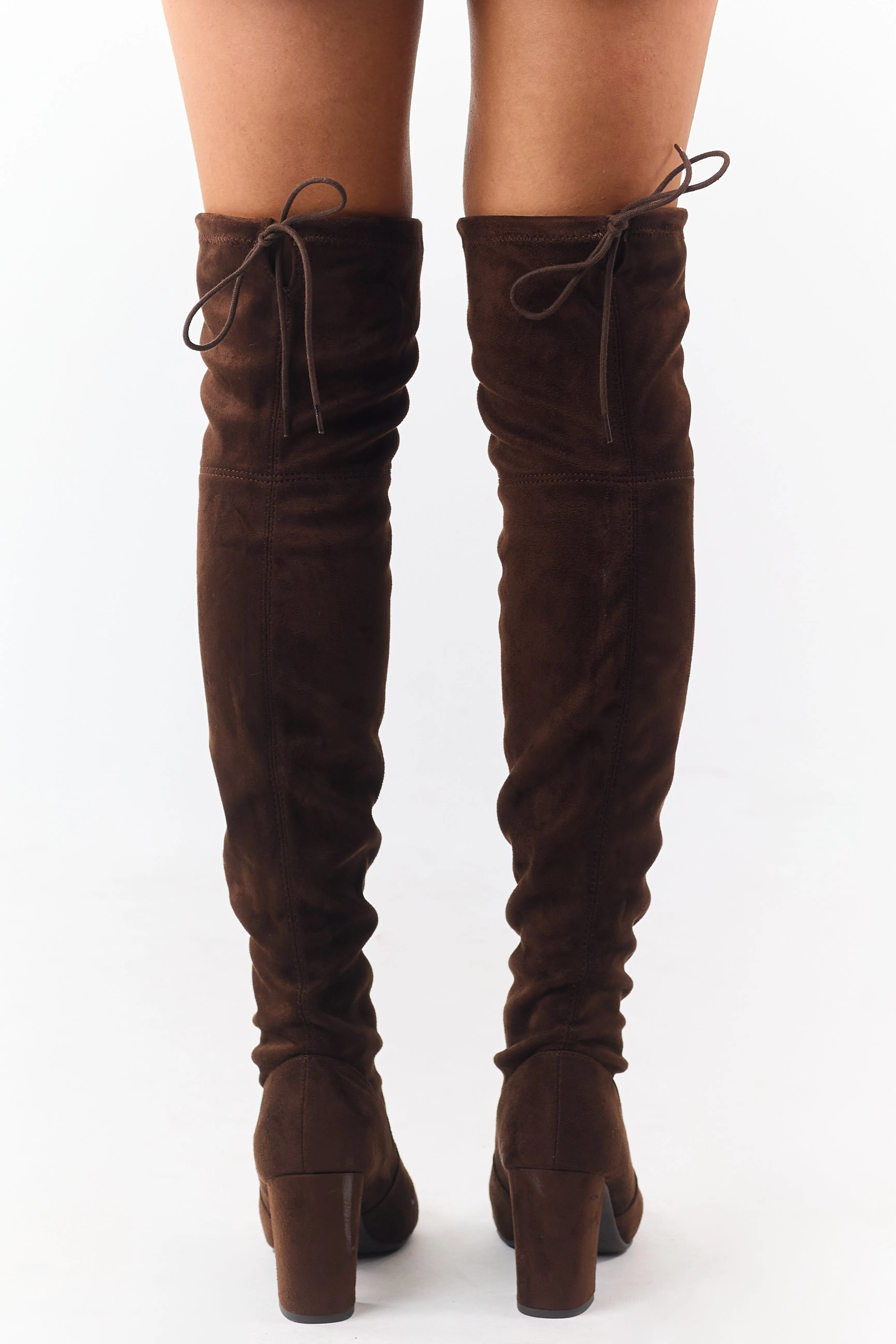 Cocoa Over the Knee Microsuede Drawstring Boots sold by Lime Lush product image thumbnail 3